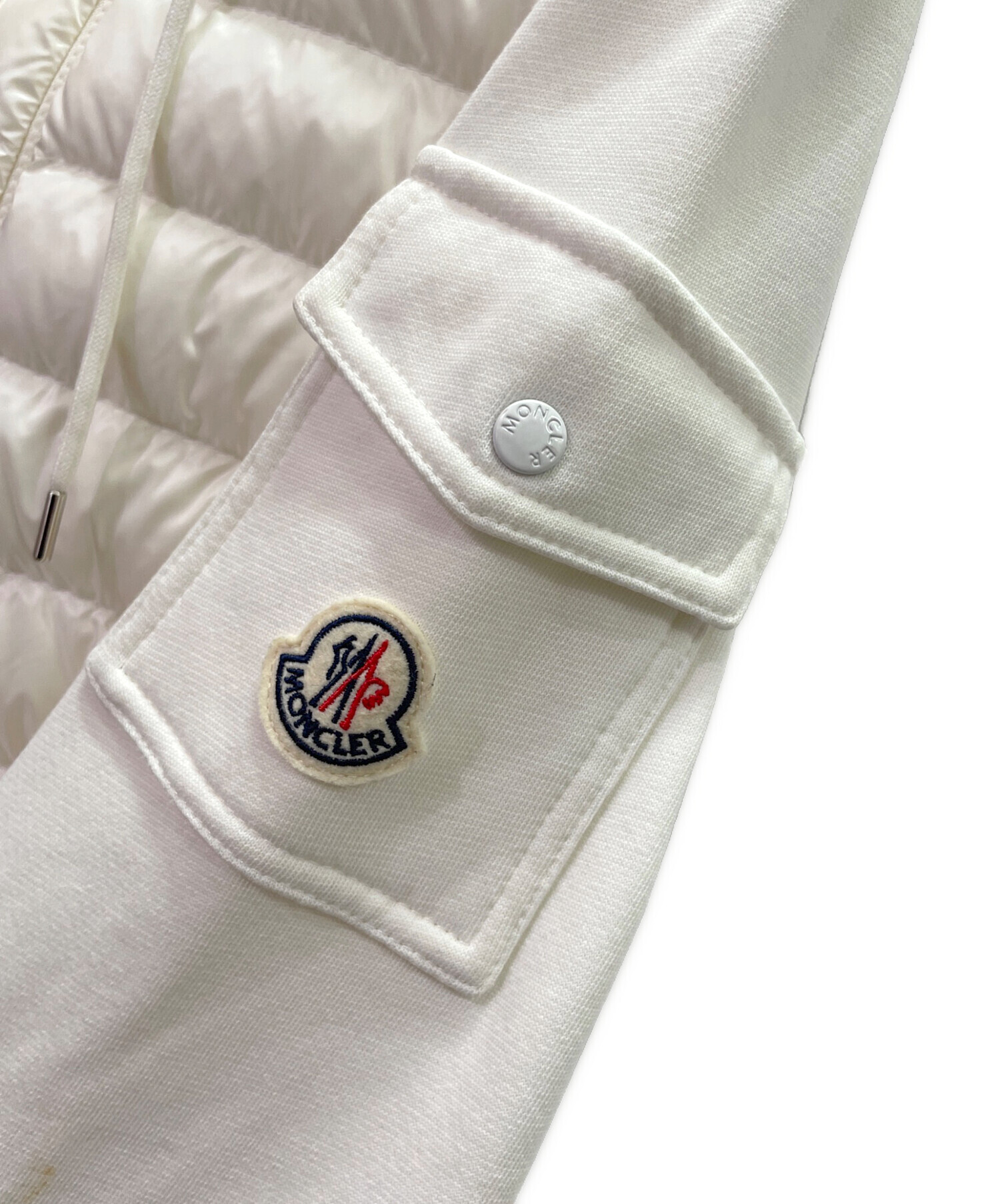 中古・古着通販】MONCLER (モンクレール) ダウン切替パーカー ホワイト 