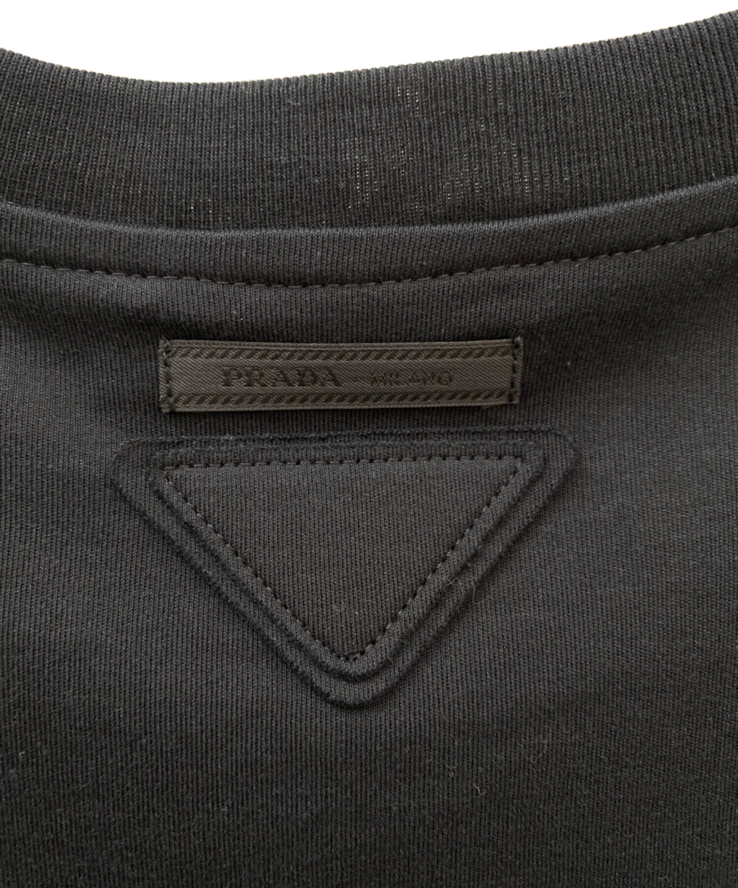 中古・古着通販】PRADA (プラダ) クロップドポケットTシャツ ブラック 
