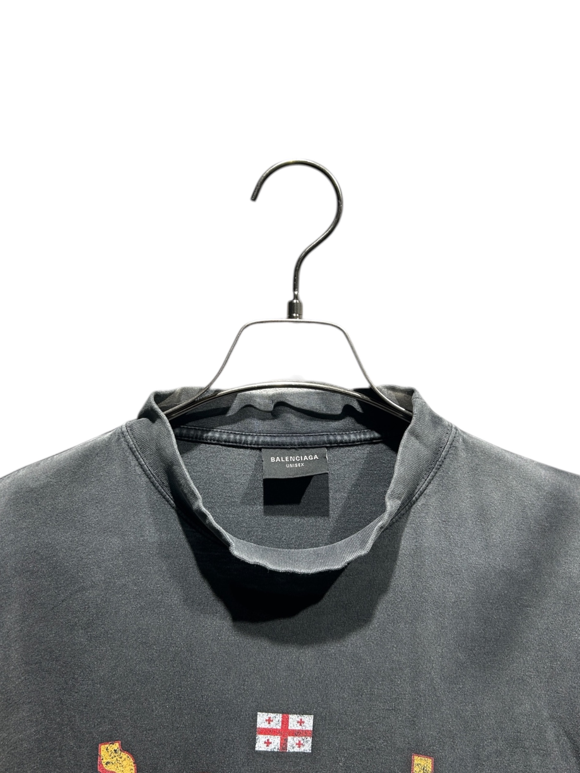 BALENCIAGA Tシャツ　ヴィンテージジャージー　ライトグレー＆ブラック Balenciaga back tシャツ ミディアムフィット