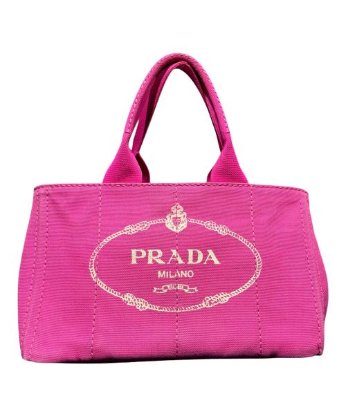 m*i様 PRADA キャンバス トートバッグ ピンク 中古・古着通販】PRADA (プラダ) トートバッグ/197/B/キャンパス地