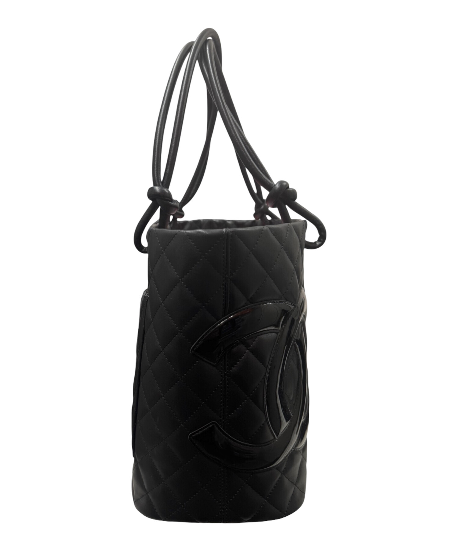 CHANEL カンボンライントートバッグ ブラック 中古・古着通販】CHANEL (シャネル) カンボンライン ラージトート