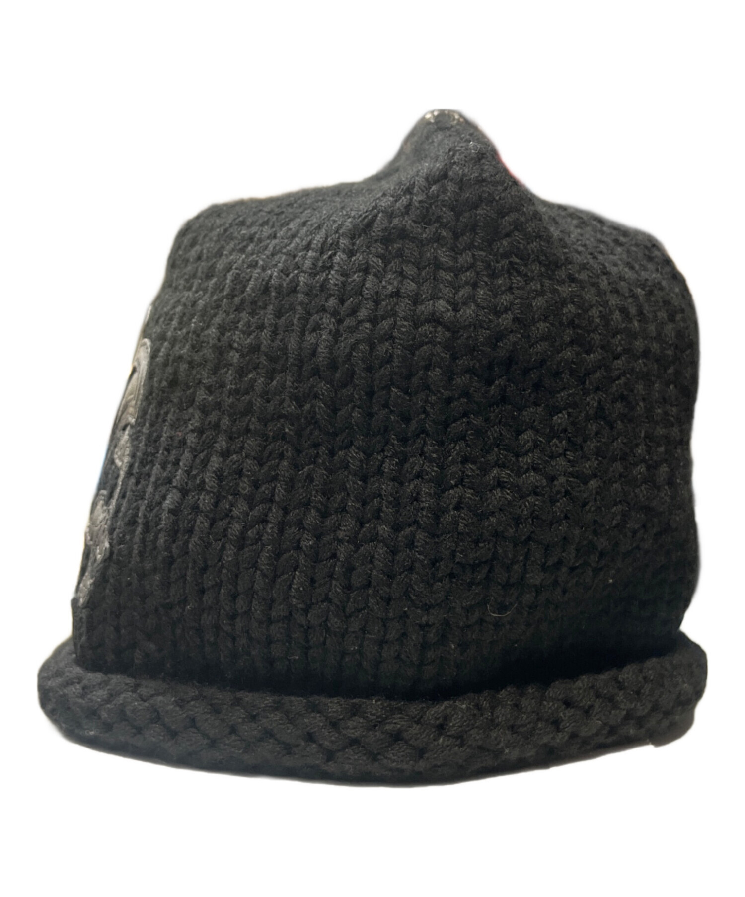 CHROME HEARTS レザーパッチ BSフレアボタン ニットキャップ Chrome Hearts - 極美品 CHROME HEARTS クロムハーツ BSフレア レザー