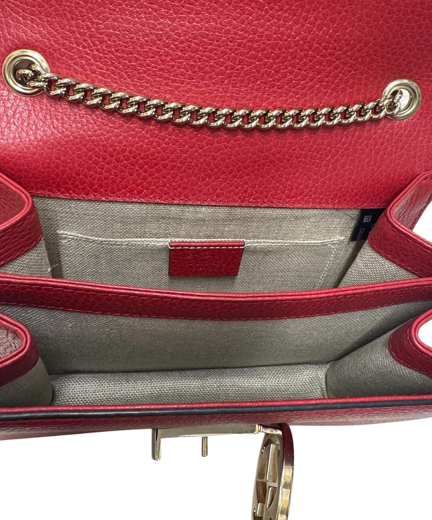 美品 グッチ インターロッキングG チェーンショルダーバッグ  510304203998 レザー レッド 1068【中古】GUCCI GUCCI - グッチ GUCCI ソーホー インターロッキングG ショルダーバッグ