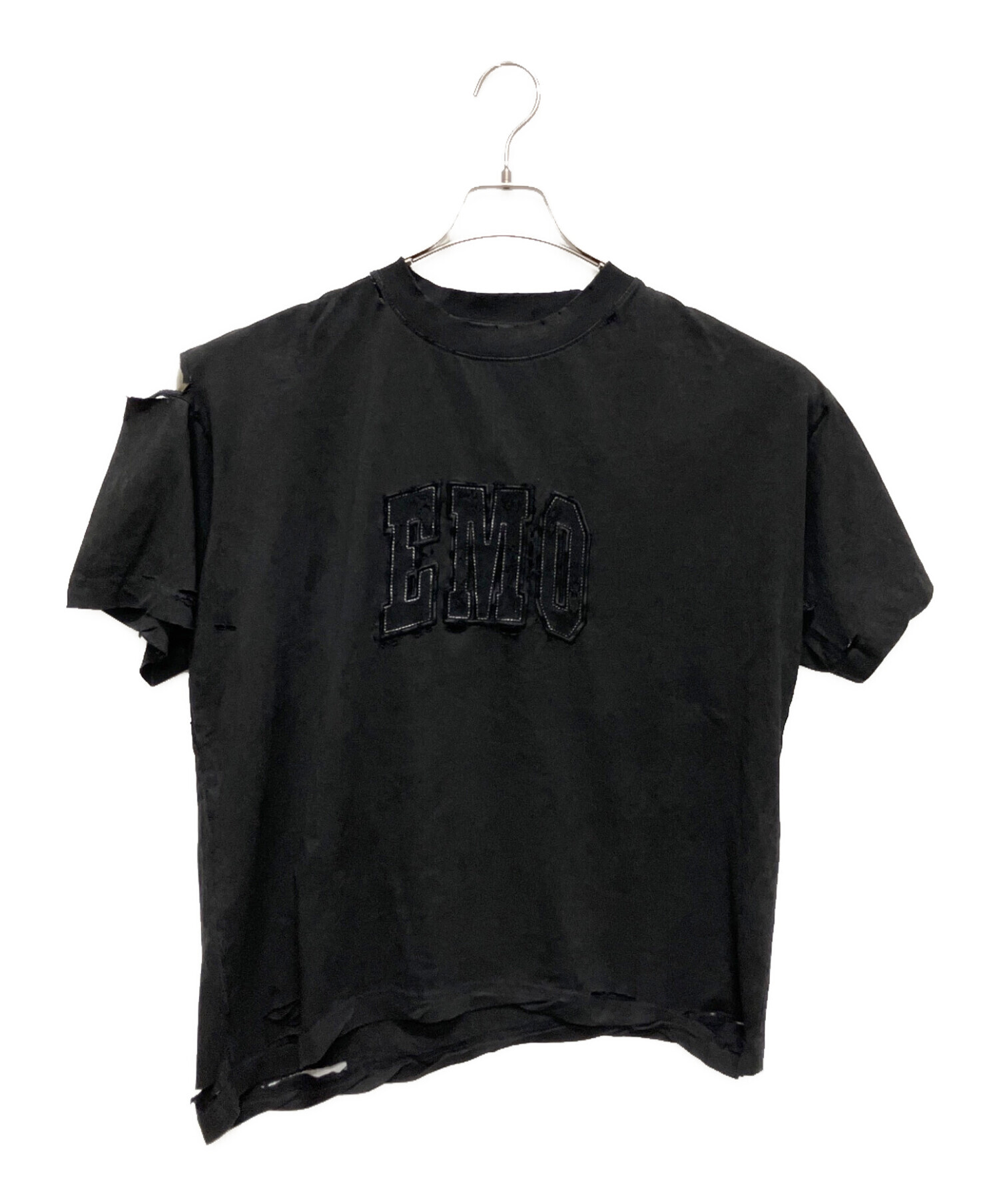 中古・古着通販】BALENCIAGA (バレンシアガ) ダメージ加工Tシャツ/ロゴ 中古・古着通販】BALENCIAGA (バレンシアガ) ダメージ加工Tシャツ/ロゴ