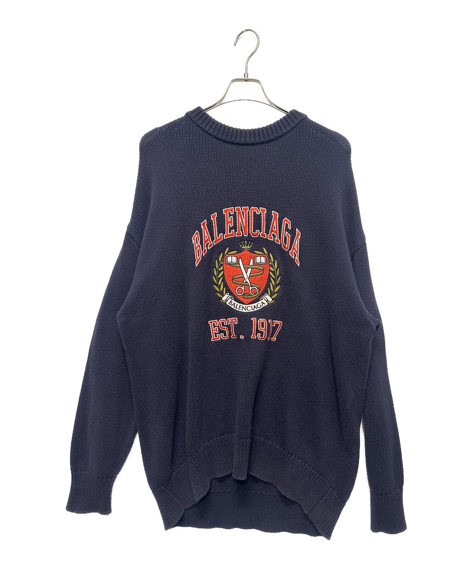 BALENCIAGA バレンシアガ　ロゴニット 中古・古着通販】BALENCIAGA (バレンシアガ) ロゴニット ネイビー