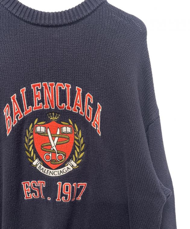 中古・古着通販】BALENCIAGA (バレンシアガ) ロゴニット ネイビー