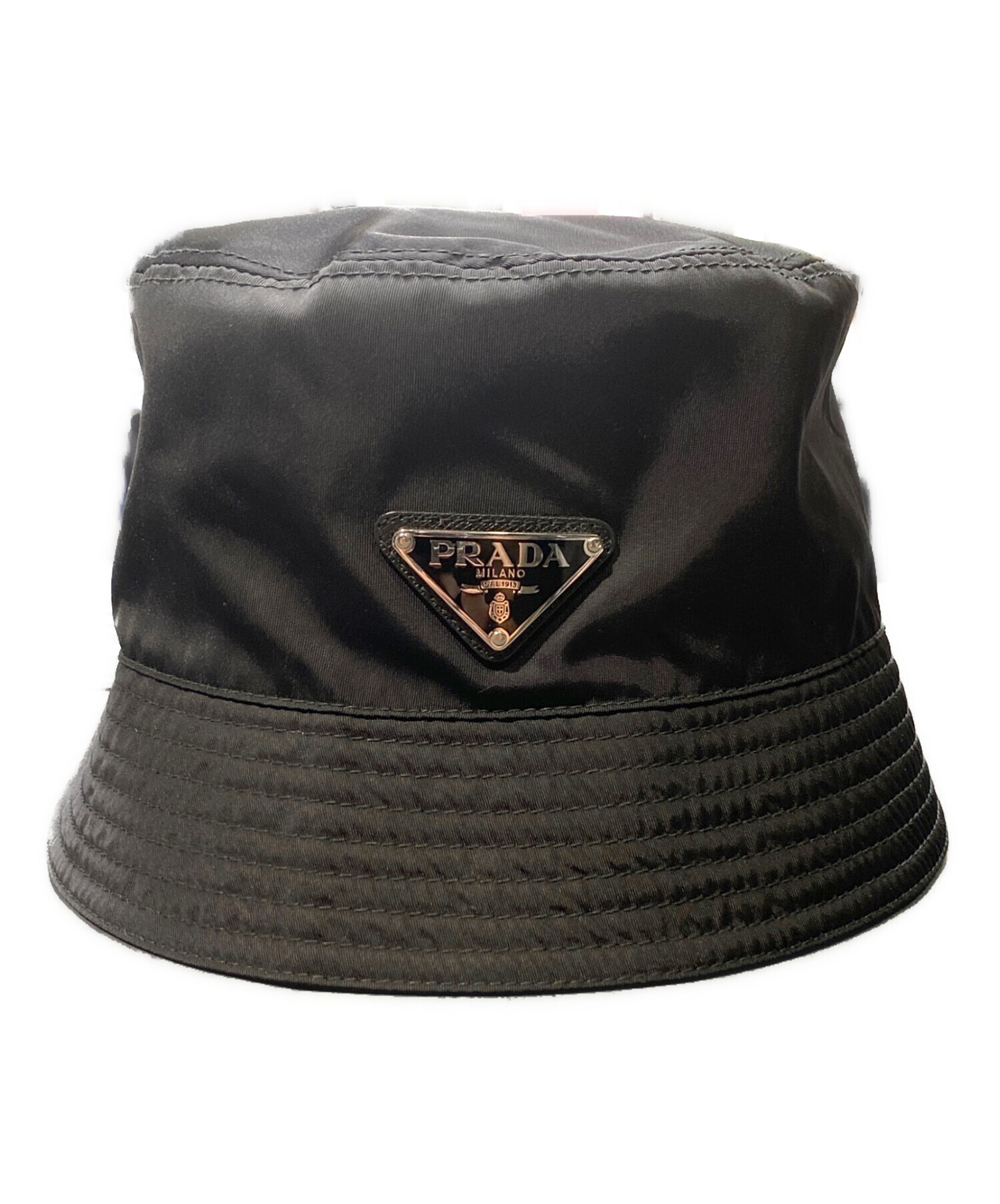 中古・古着通販】PRADA (プラダ) ロゴプレートナイロンハット ブラック