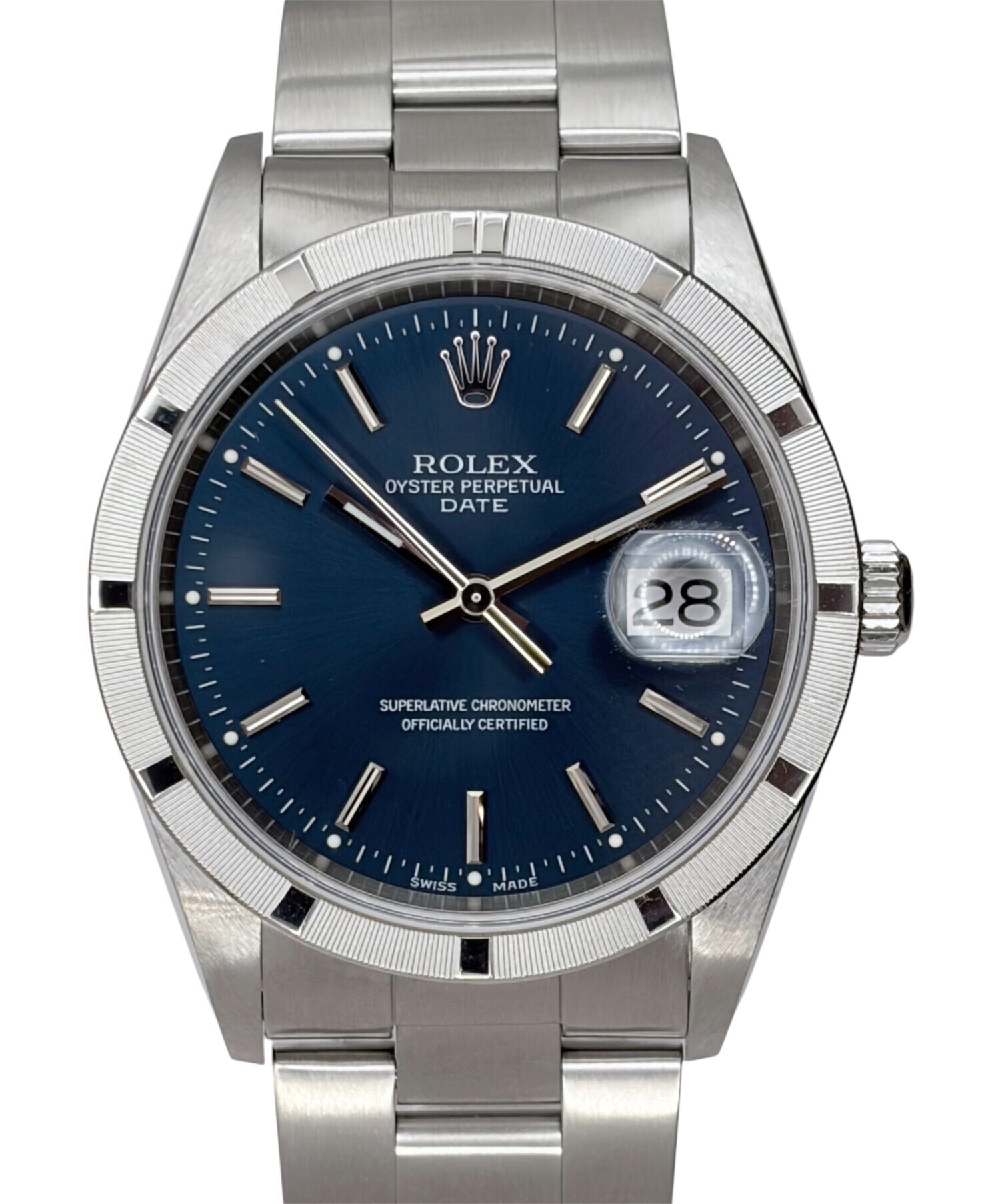 ROLEX ロレックス パーペチュアル34 デイト 15210 腕時計_x000D_
 ステンレススチール ブルー文字盤 自動巻き メンズ【中古】472 中古・古着通販】ROLEX (ロレックス) Oyster Perpetual Date 34
