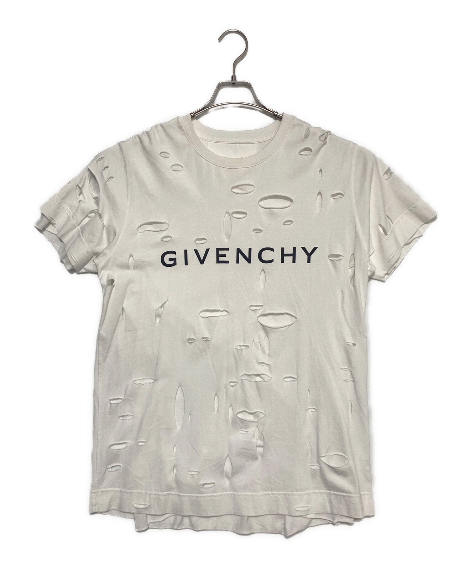 GIVENCHY ジバンシー カジュアルシャツ 34(XXS位) 白 【古着】【中古】 中古・古着通販】GIVENCHY (ジバンシィ) デストロイ加工Tシャツ