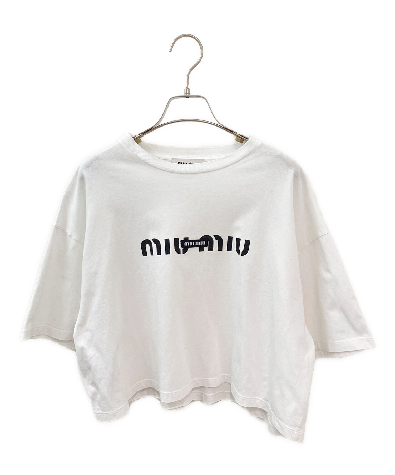中古・古着通販】MIU MIU (ミュウミュウ) クロップドTシャツ ホワイト