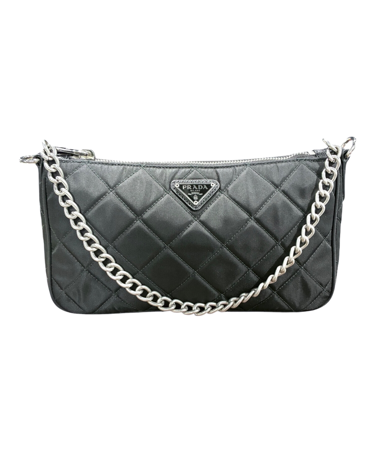PRADA ショルダーバッグ 2way ノベルティ キルティング ブラック 中古・古着通販】PRADA (プラダ) 2WAYショルダーバッグ ブラック