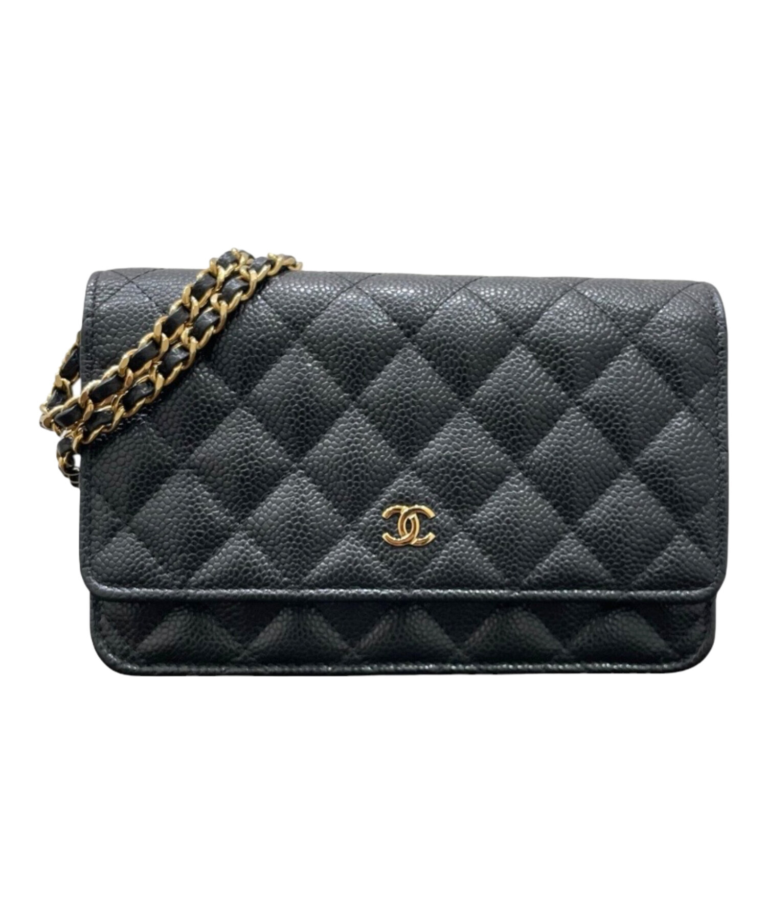 シャネル CHANEL マトラッセ コンパクトウォレット 三つ折り財布 レザー ブラック 中古 新入荷 CH0949 CHANEL（シャネル） マトラッセ コンパクトウォレット 三つ折り財布