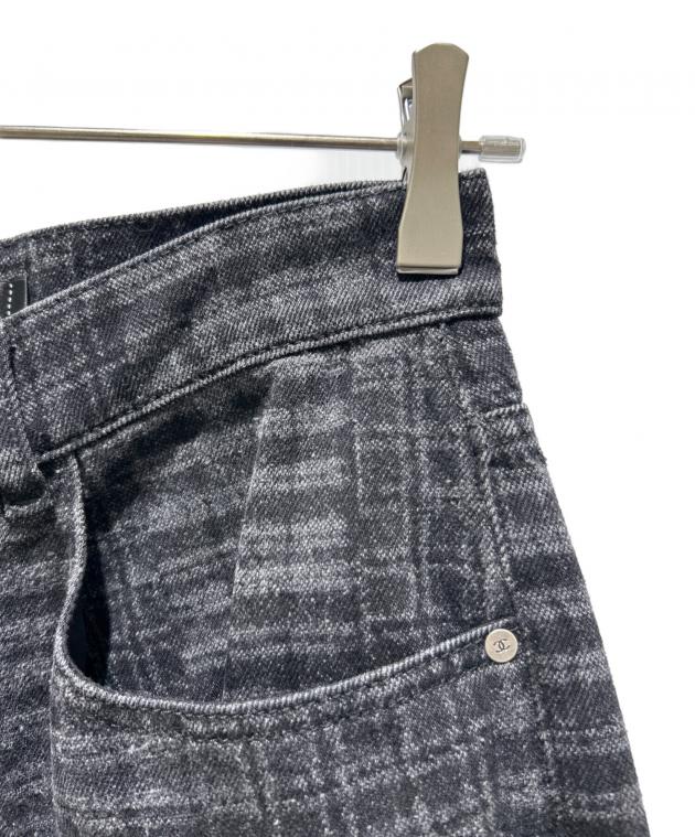 中古・古着通販】CHANEL (シャネル) チェックデニムパンツ ブラック