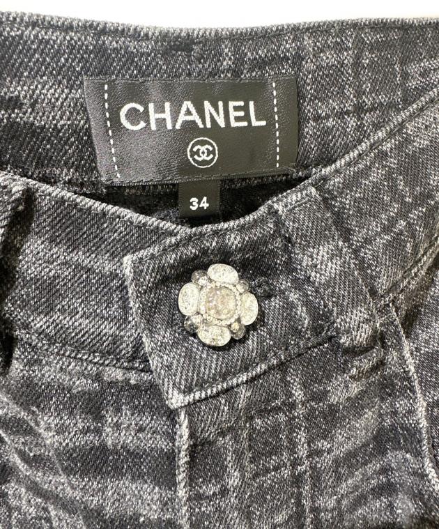 シャネル　CHANEL チェック柄パンツ 中古・古着通販】CHANEL (シャネル) チェックデニムパンツ ブラック