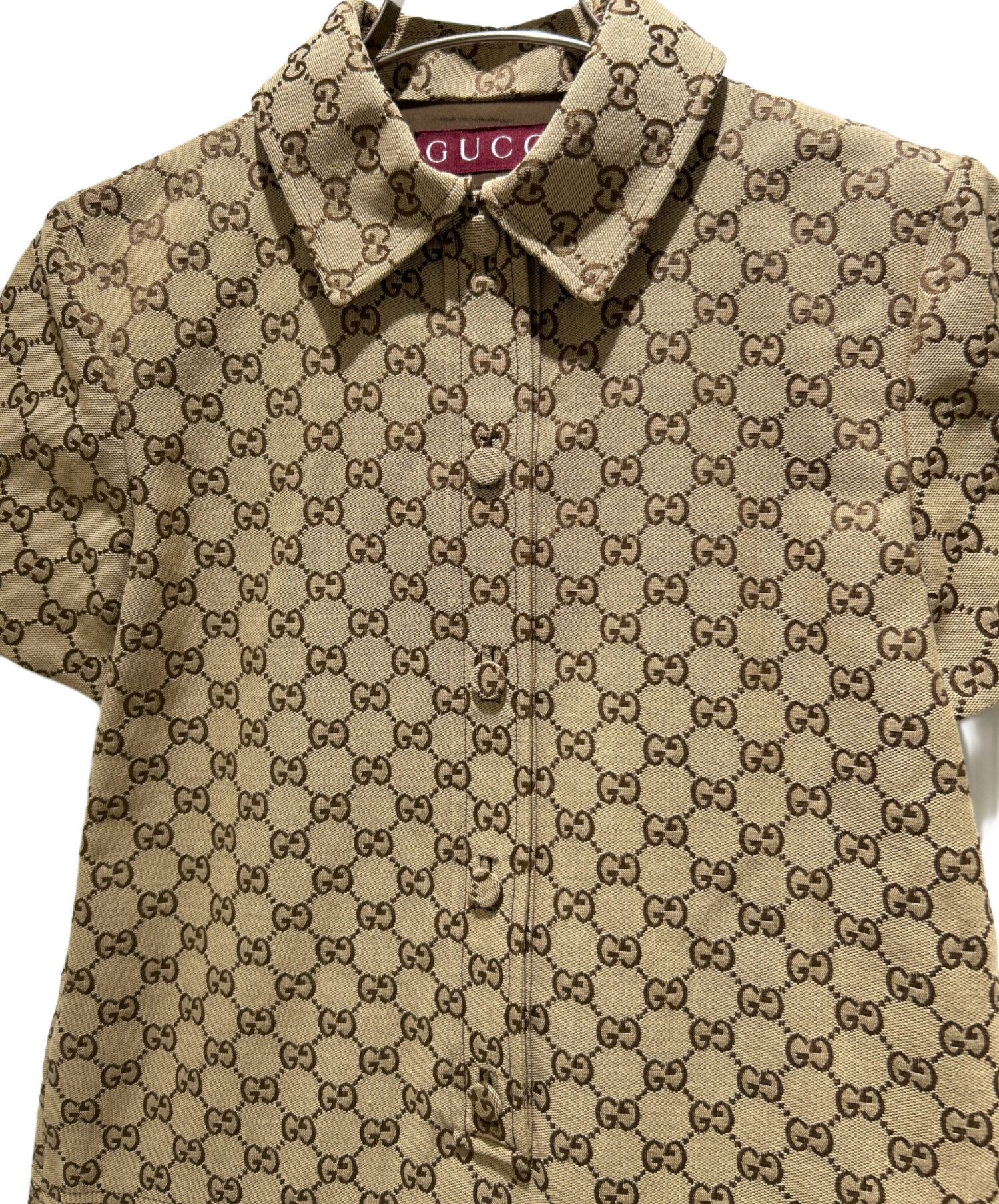 GUCCI グッチ ブラウス XS ベージュ 【古着】【中古】【送料無料】 中古・古着通販】GUCCI (グッチ) クロップドダックシャツ ベージュ