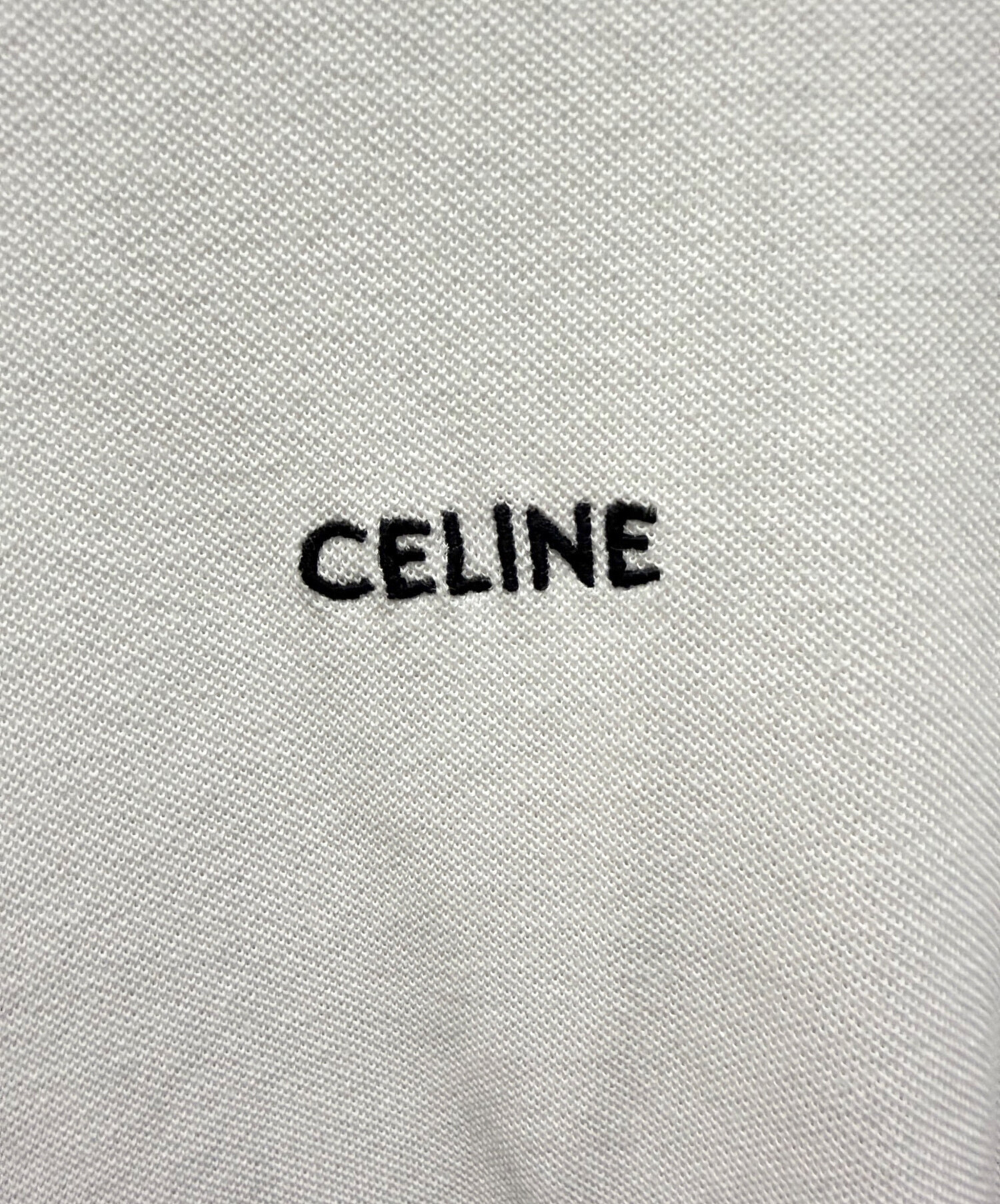 中古・古着通販】CELINE (セリーヌ) ロゴ刺繍ポロシャツ ホワイト