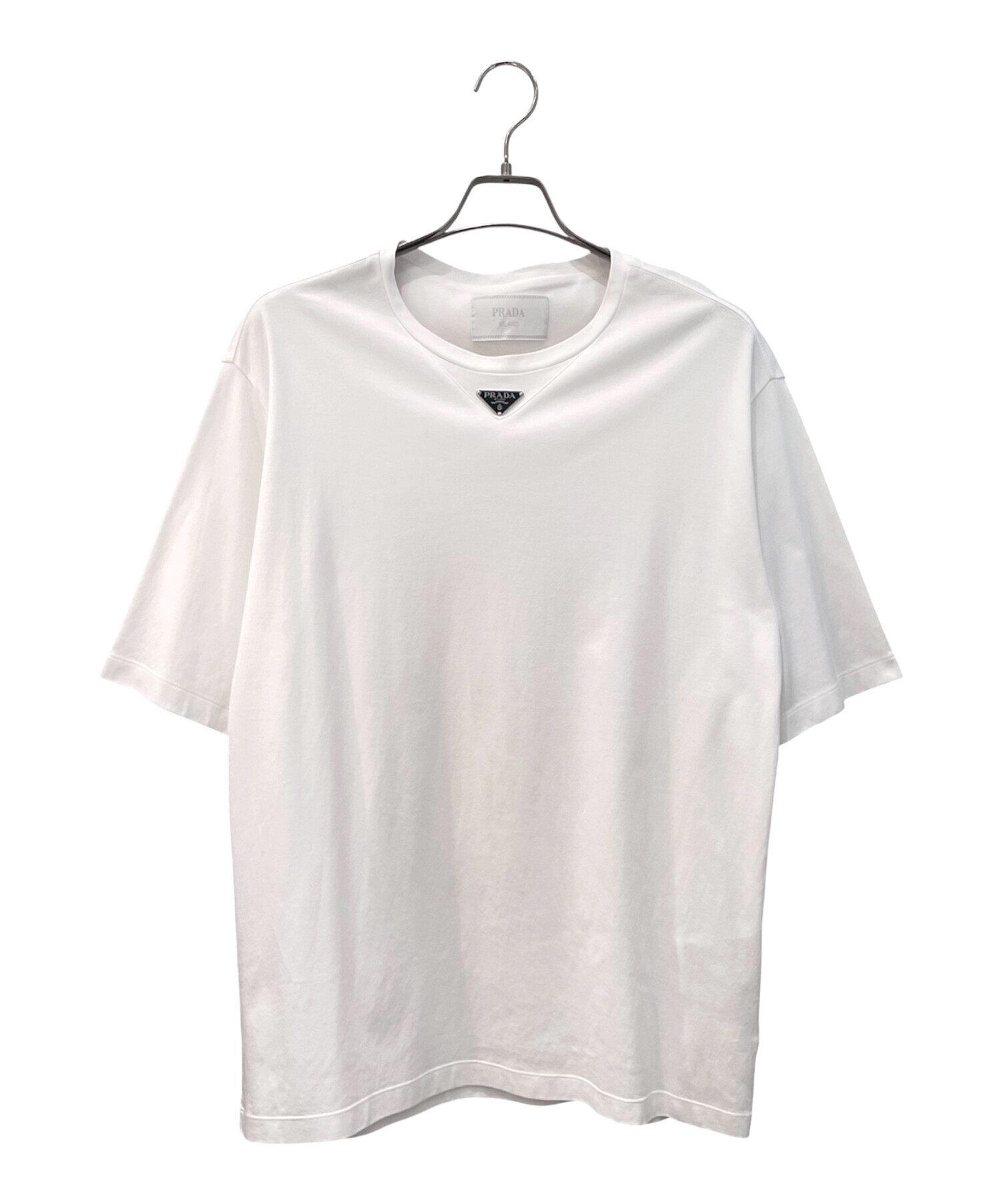 中古・古着通販】PRADA (プラダ) ロゴプレートTシャツ ホワイト サイズ