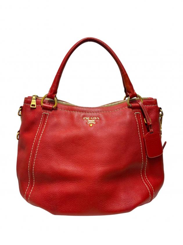 PRADA  2Way ハンド・ショルダーバッグ 中古・古着通販】PRADA (プラダ) 2WAYショルダーバッグ オレンジ
