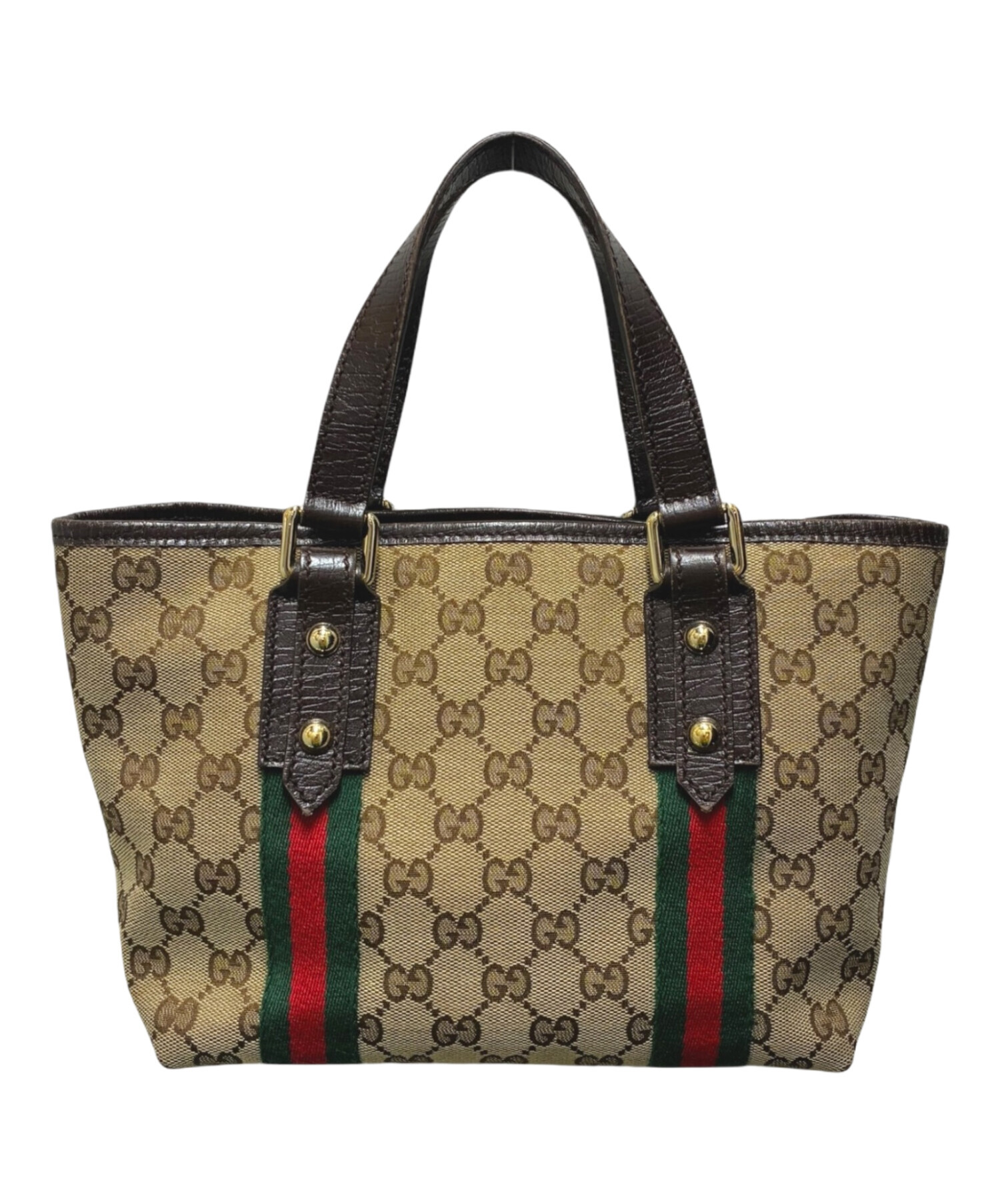 中古・古着通販】GUCCI (グッチ) ハンドバッグ ベージュ×ブラウン 