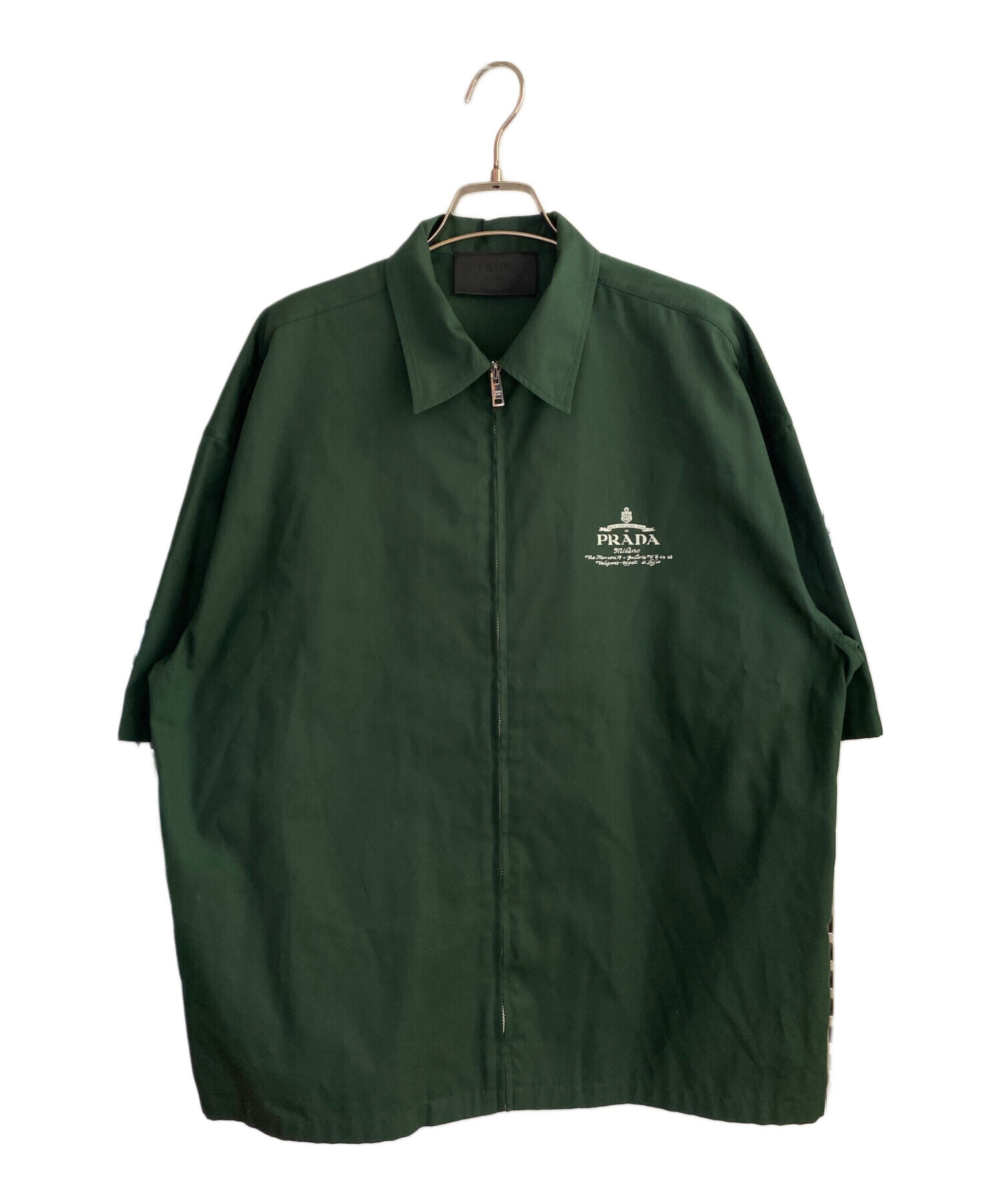 PRADA●プラダ イタリア製 ＜ジップ 半袖シャツ＞M0259 中古・古着通販】PRADA (プラダ) 半袖ジップシャツ グリーン サイズ:M