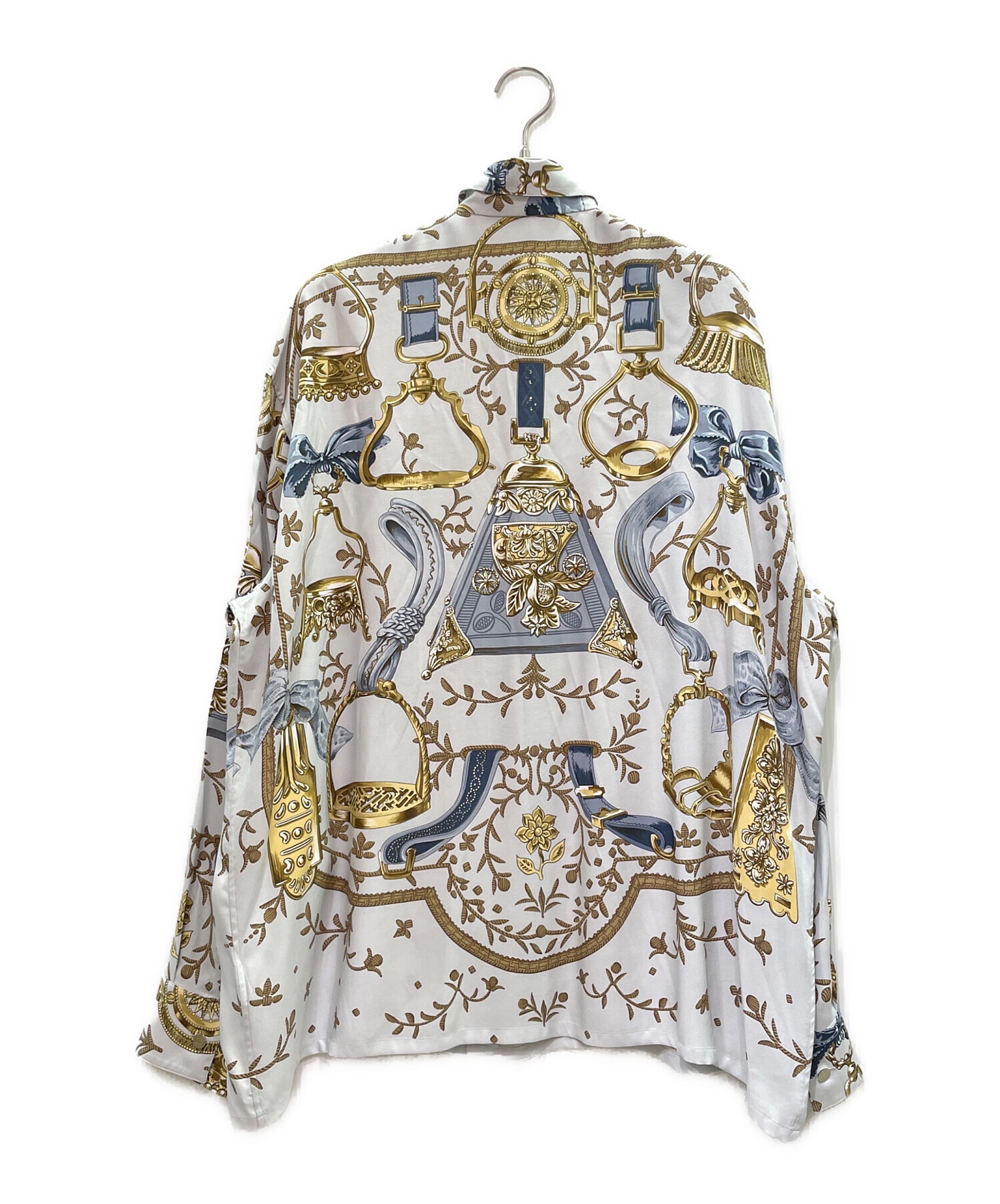 中古・古着通販】HERMES (エルメス) 総柄シルクシャツ スカイブルー