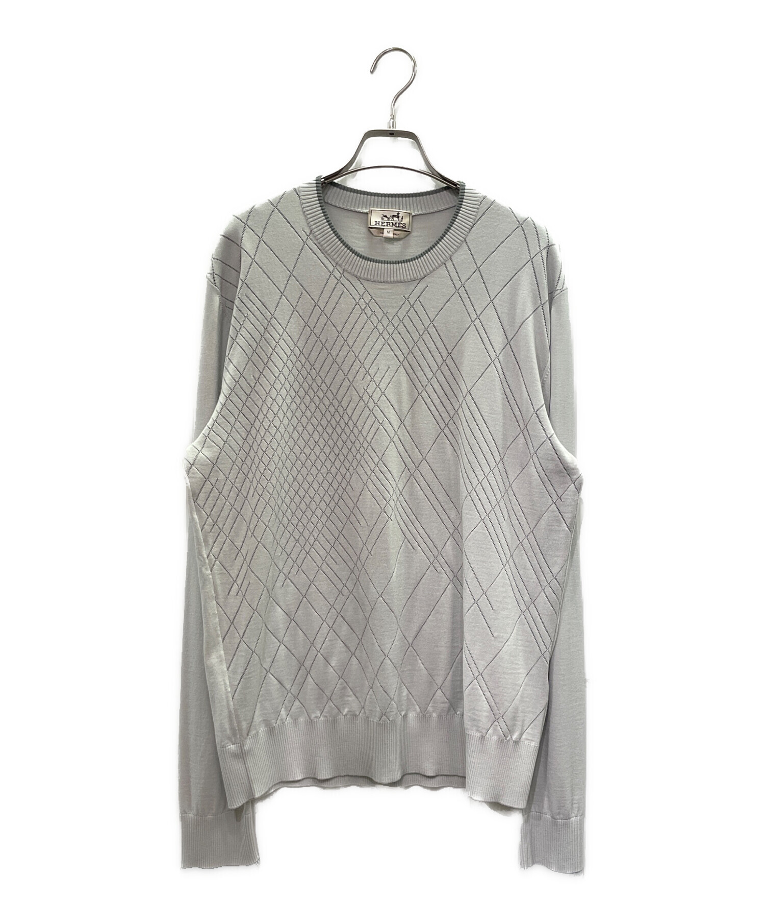 エルメス HERMES ニット 衣料品 トップス コットン メンズ グレー系 【中古】 中古・古着通販】HERMES (エルメス) Crewneck Cotton Knit Sweater