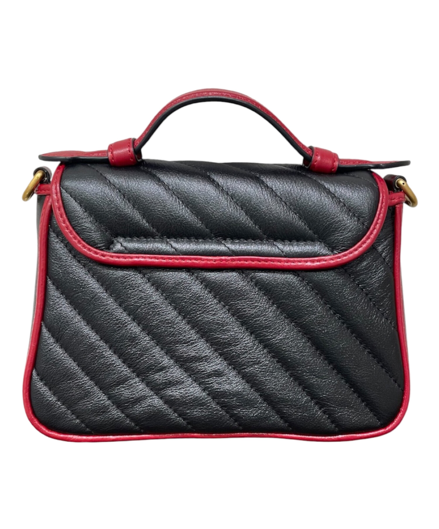 GGマーモント マトラッセ レザー ミニ トップハンドルバッグ 中古・古着通販】GUCCI (グッチ) GGマーモント ミニ トップハンドル
