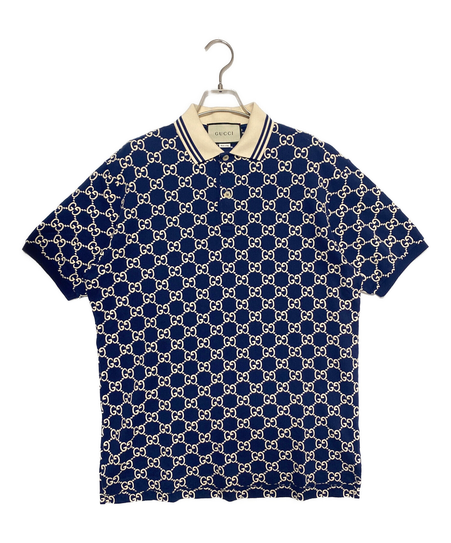 中古・古着通販】GUCCI (グッチ) GGポロシャツ ネイビー サイズ:L