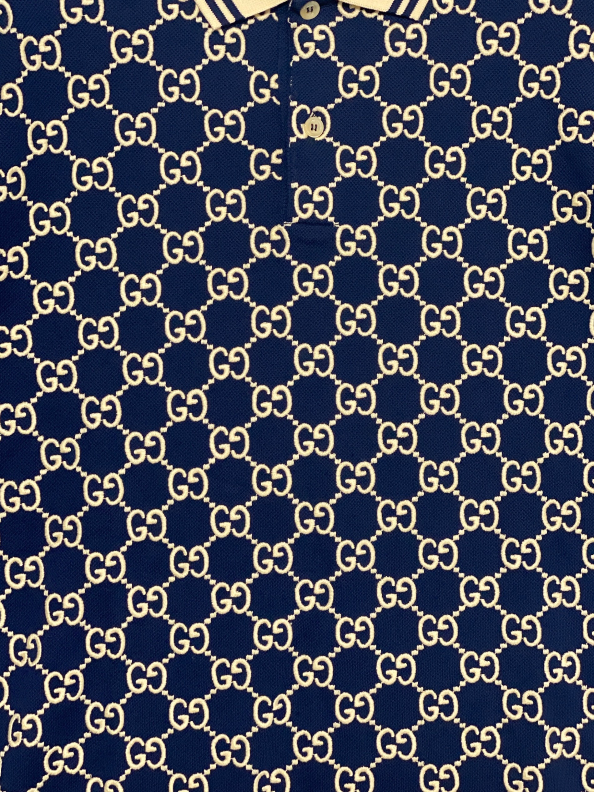 中古・古着通販】GUCCI (グッチ) GGポロシャツ ネイビー サイズ:L