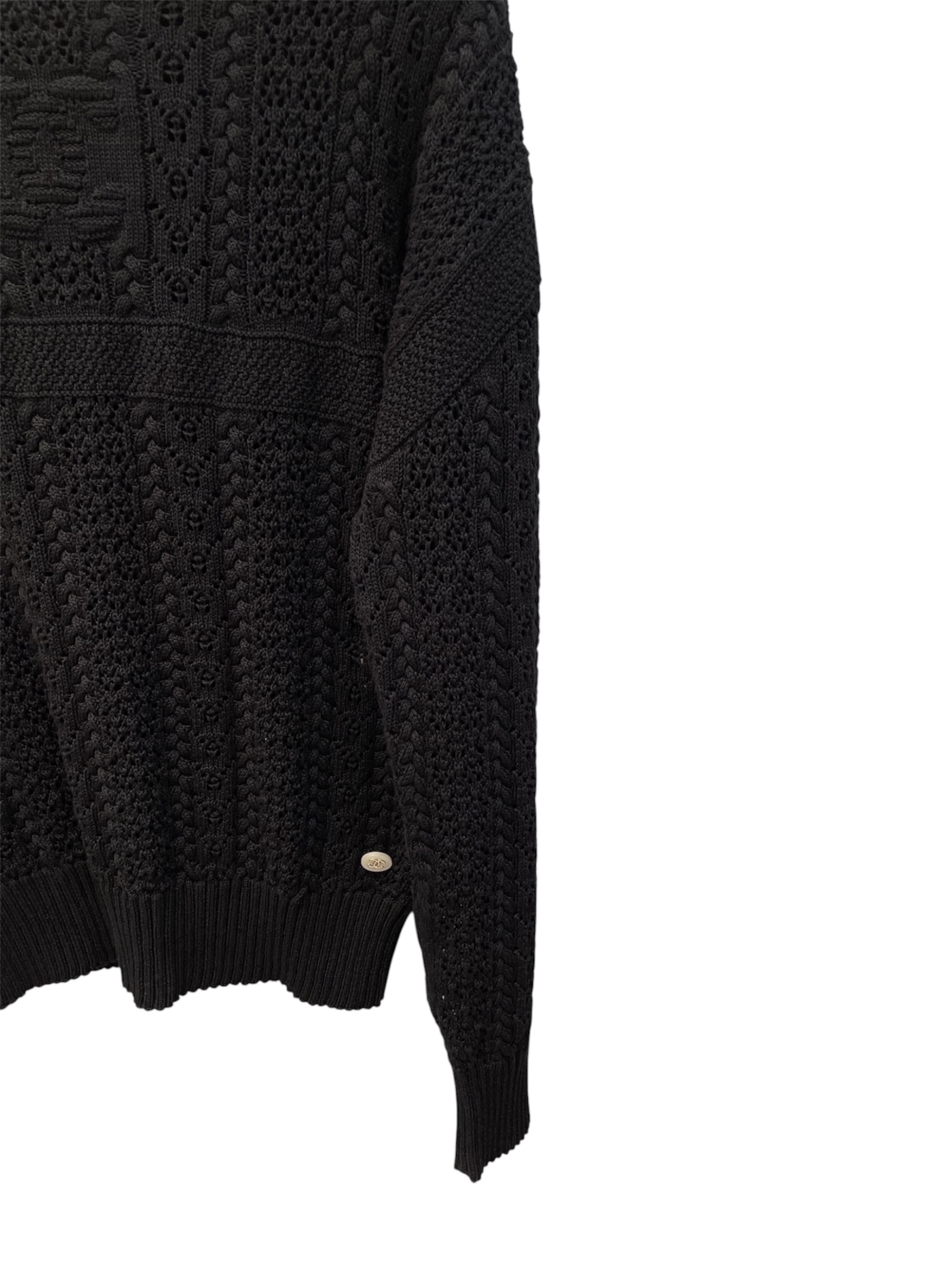 中古・古着通販】CHANEL (シャネル) コットンレースニット ブラック 