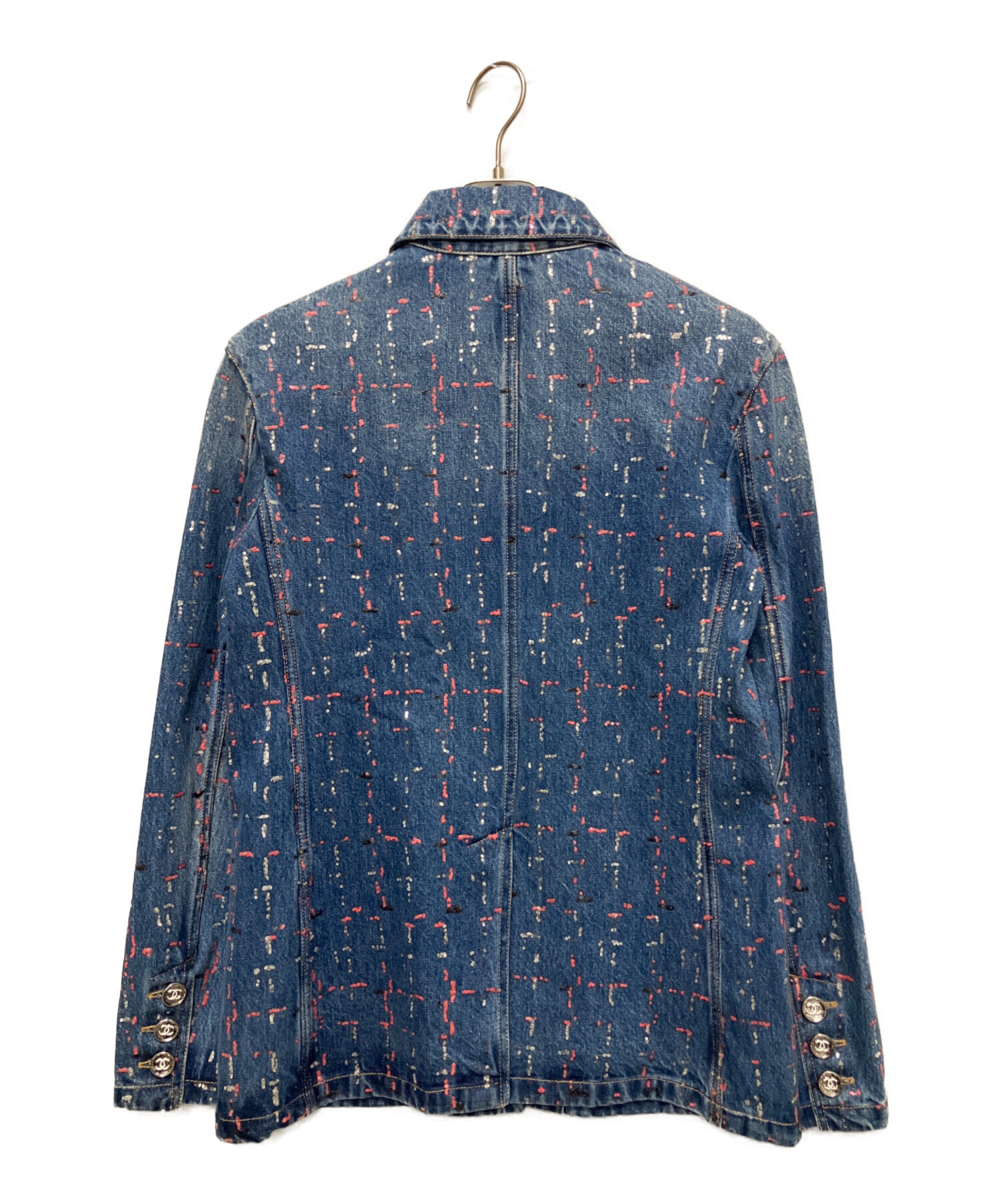 CHANEL デニムジャケット 38 中古・古着通販】CHANEL (シャネル) スパンコールデニムカバーオール