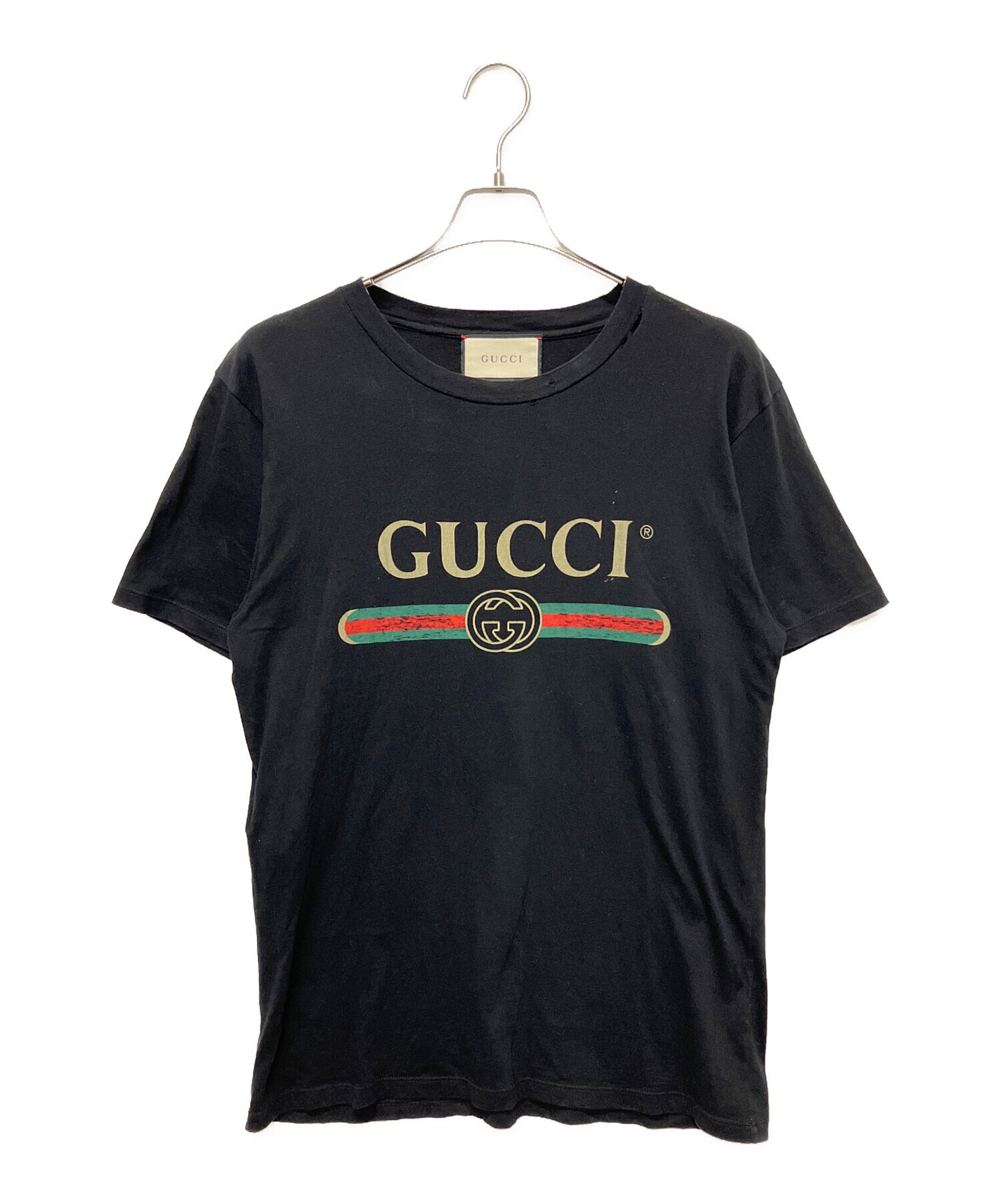 中古・古着通販】GUCCI (グッチ) ロゴTシャツ ブラック サイズ:XS
