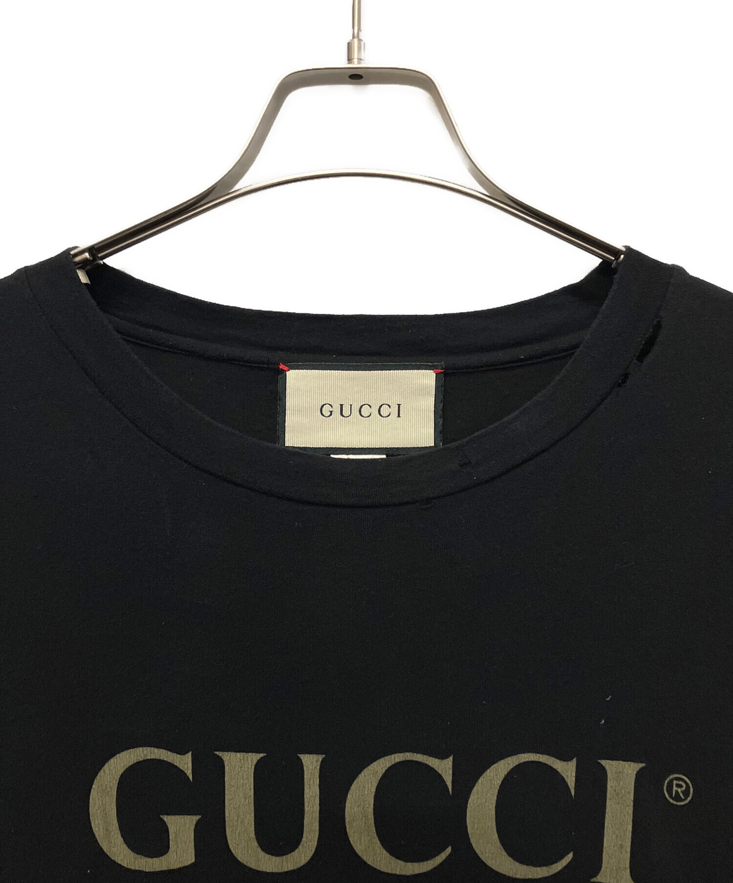 中古・古着通販】GUCCI (グッチ) ロゴTシャツ ブラック サイズ:XS