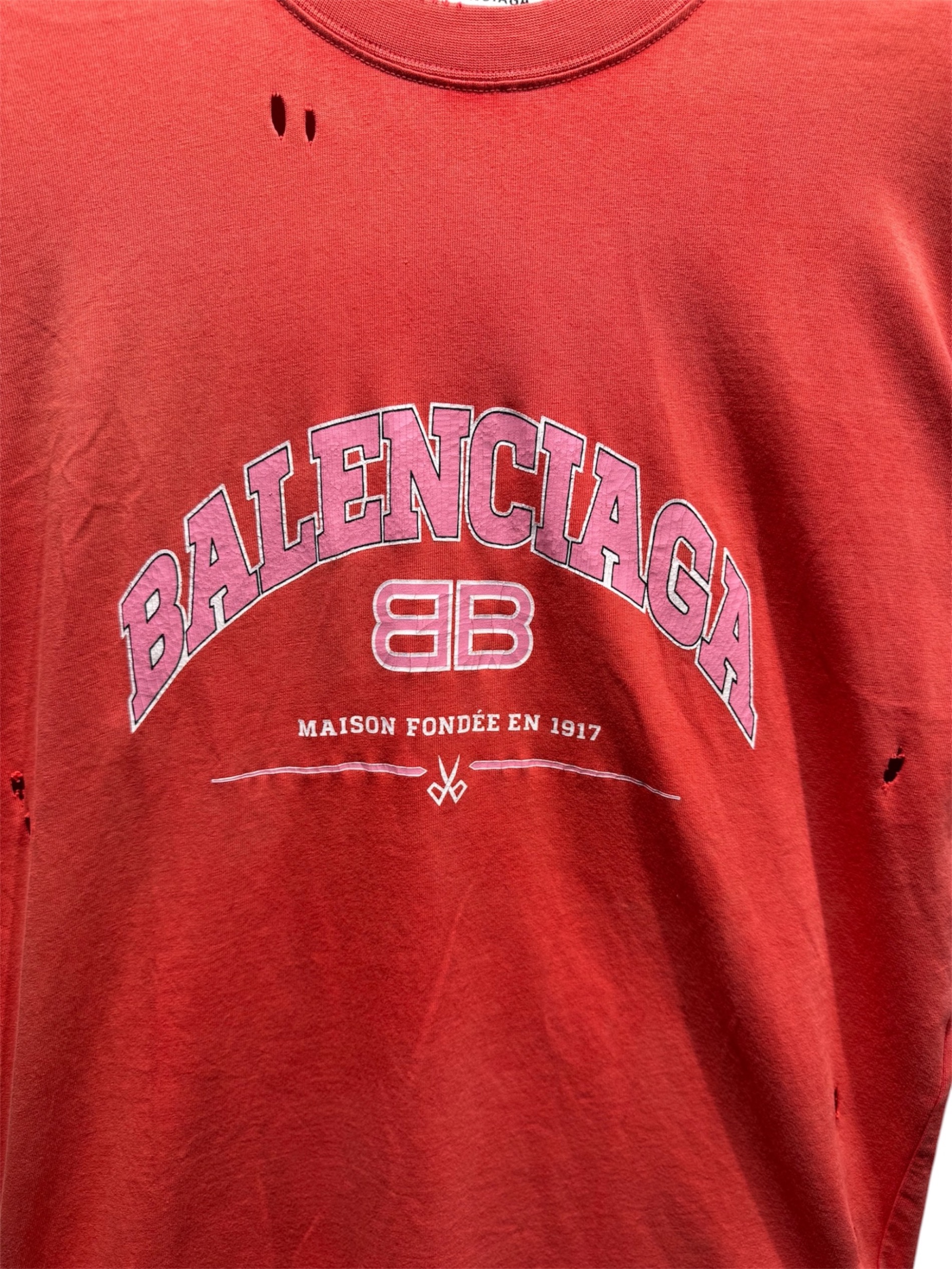 中古・古着通販】BALENCIAGA (バレンシアガ) ダメージ加工カレッジロゴ