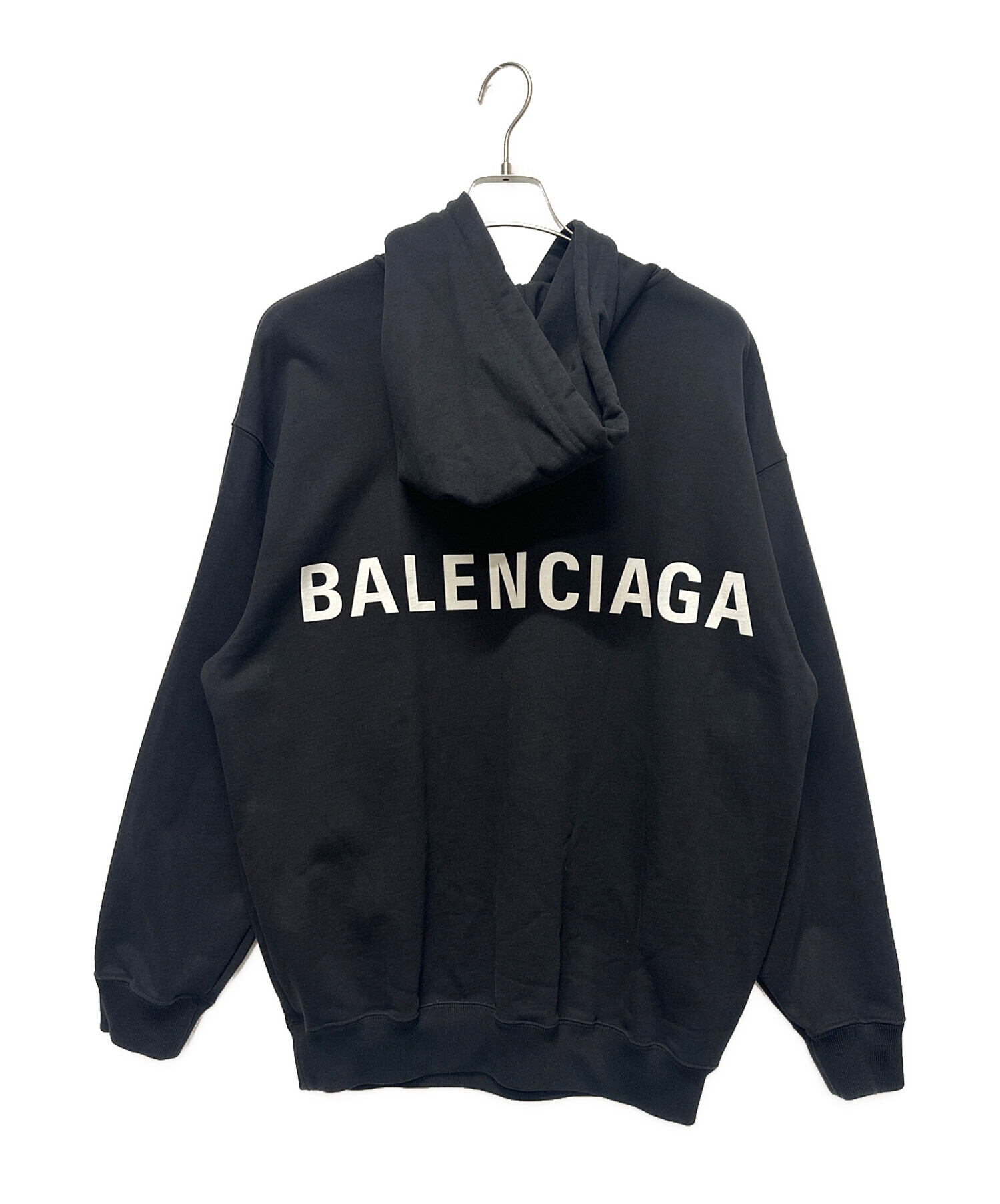 BALENCIAGA バックロゴ パーカー ブラック XS 中古・古着通販】BALENCIAGA (バレンシアガ) バックロゴプルオーバー