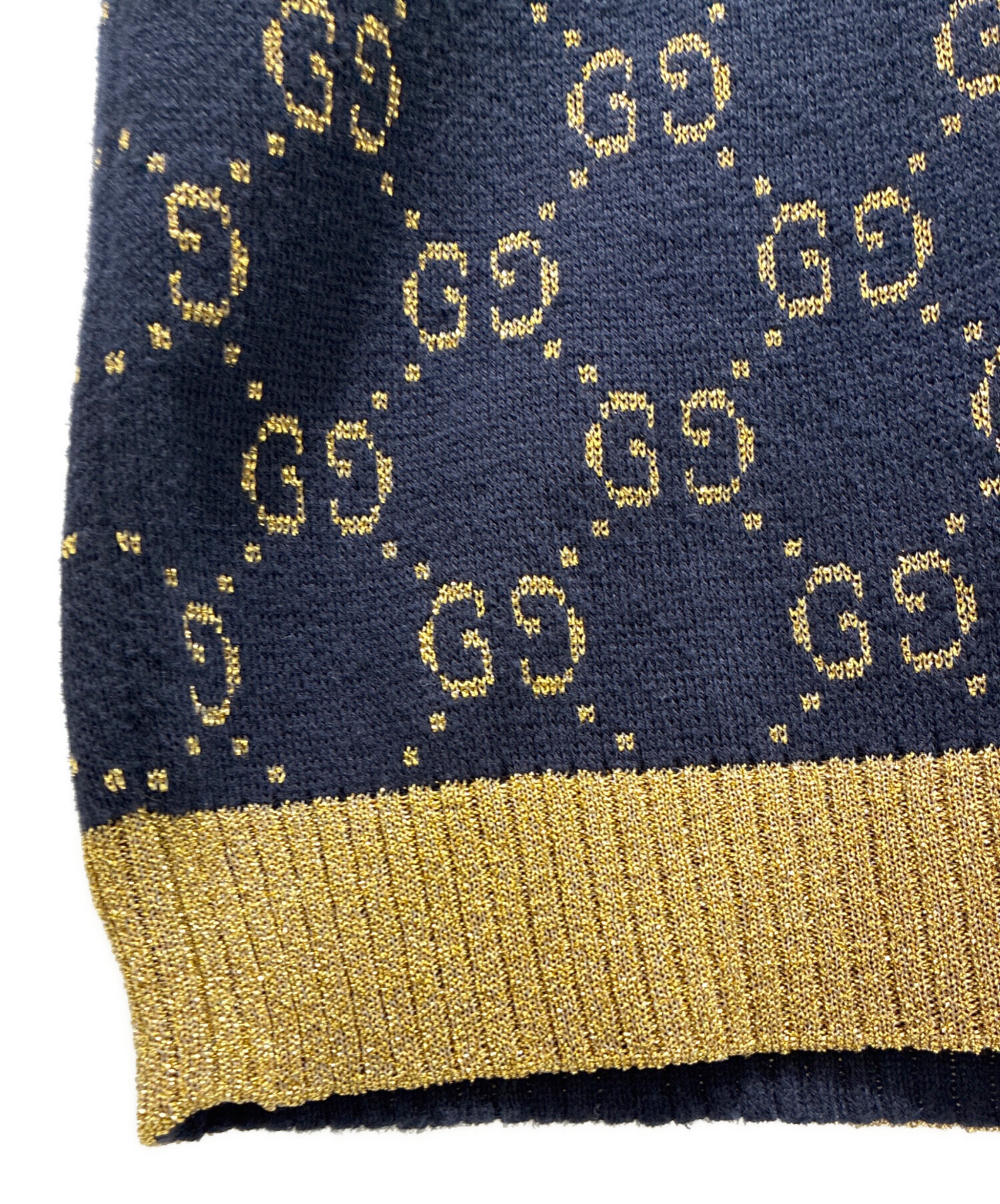 GUCCI GGロゴ 半袖ニット XSサイズ 中古・古着通販】GUCCI (グッチ) GGコットンラメ半袖ニット ブラック