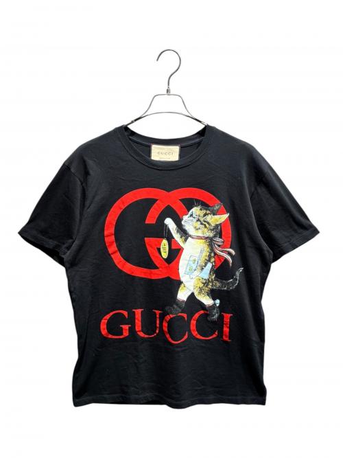 GUCCI 猫 イラスト ダメージ加工 ビンテージ tシャツ トップス レッド 1094001120262471_01_1972.jpeg