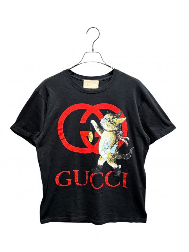 中古・古着通販】GUCCI (グッチ) ロゴキャットプリントTシャツ