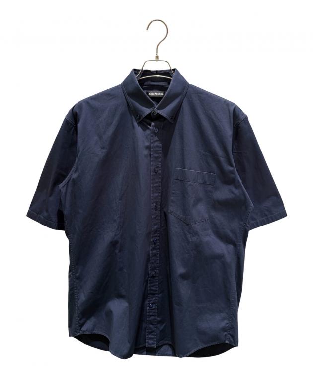 BALENCIAGA 半袖シャツ ブラック ロゴプリント　サイズ37(Sサイズ) 中古・古着通販】BALENCIAGA (バレンシアガ) バックロゴプリント半袖