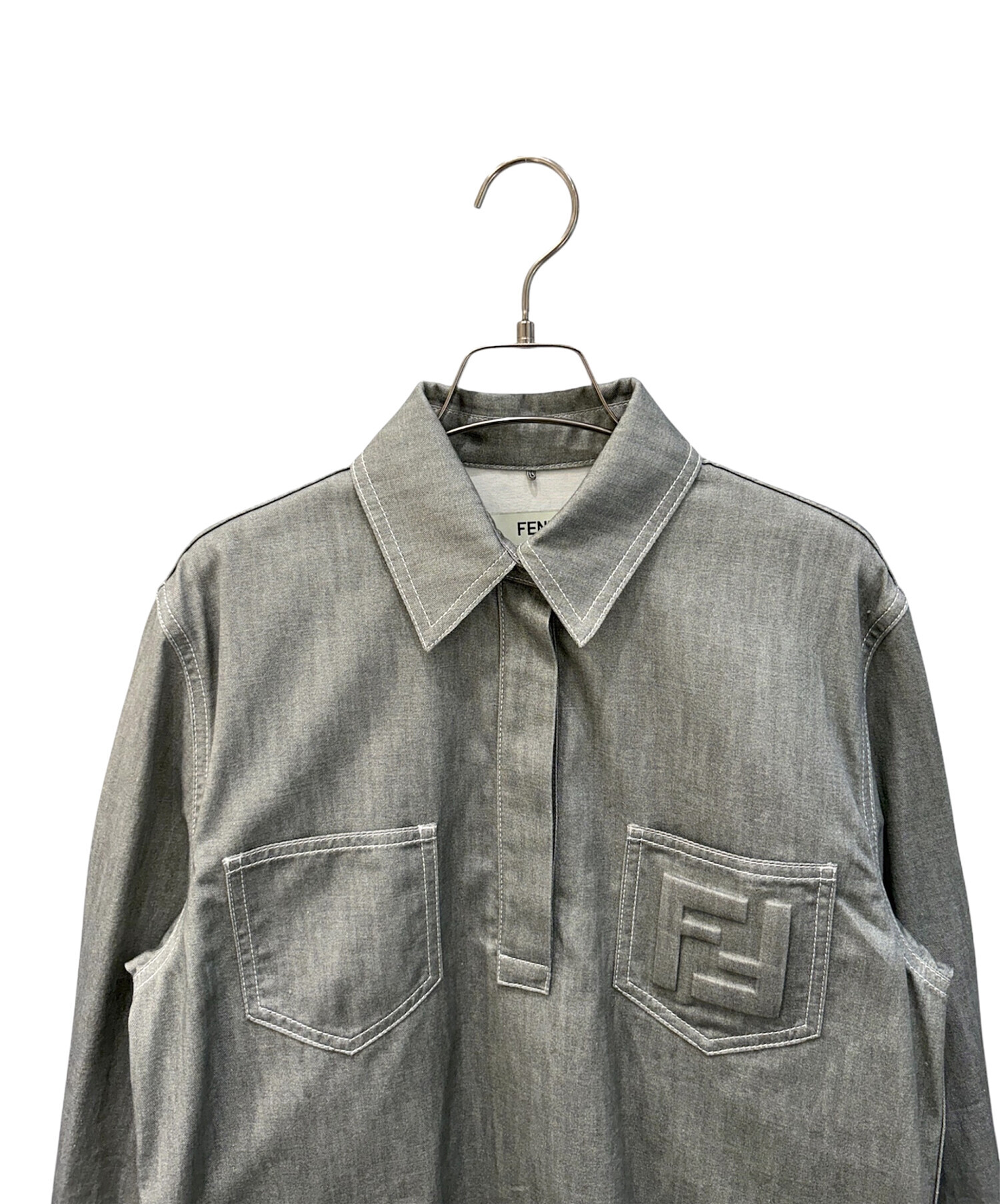 中古・古着通販】FENDI (フェンディ) FFロゴプルオーバーシャツ グレー