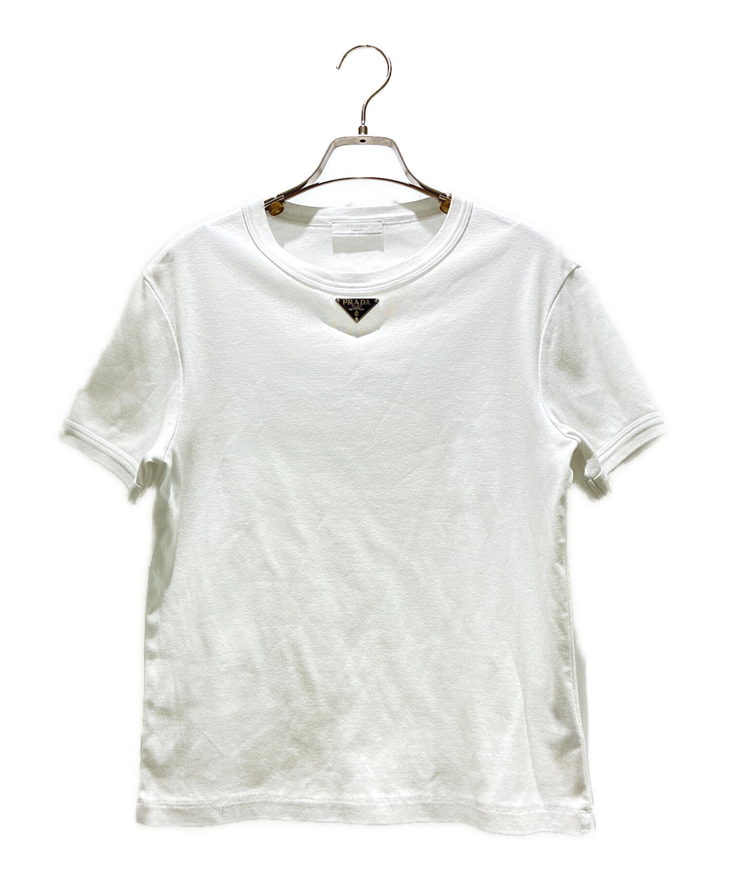 新品！！PRADA ホワイト Tシャツ Sトライアングルロゴ未使用品 中古・古着通販】PRADA (プラダ) トライアングルロゴTシャツ/UJN824