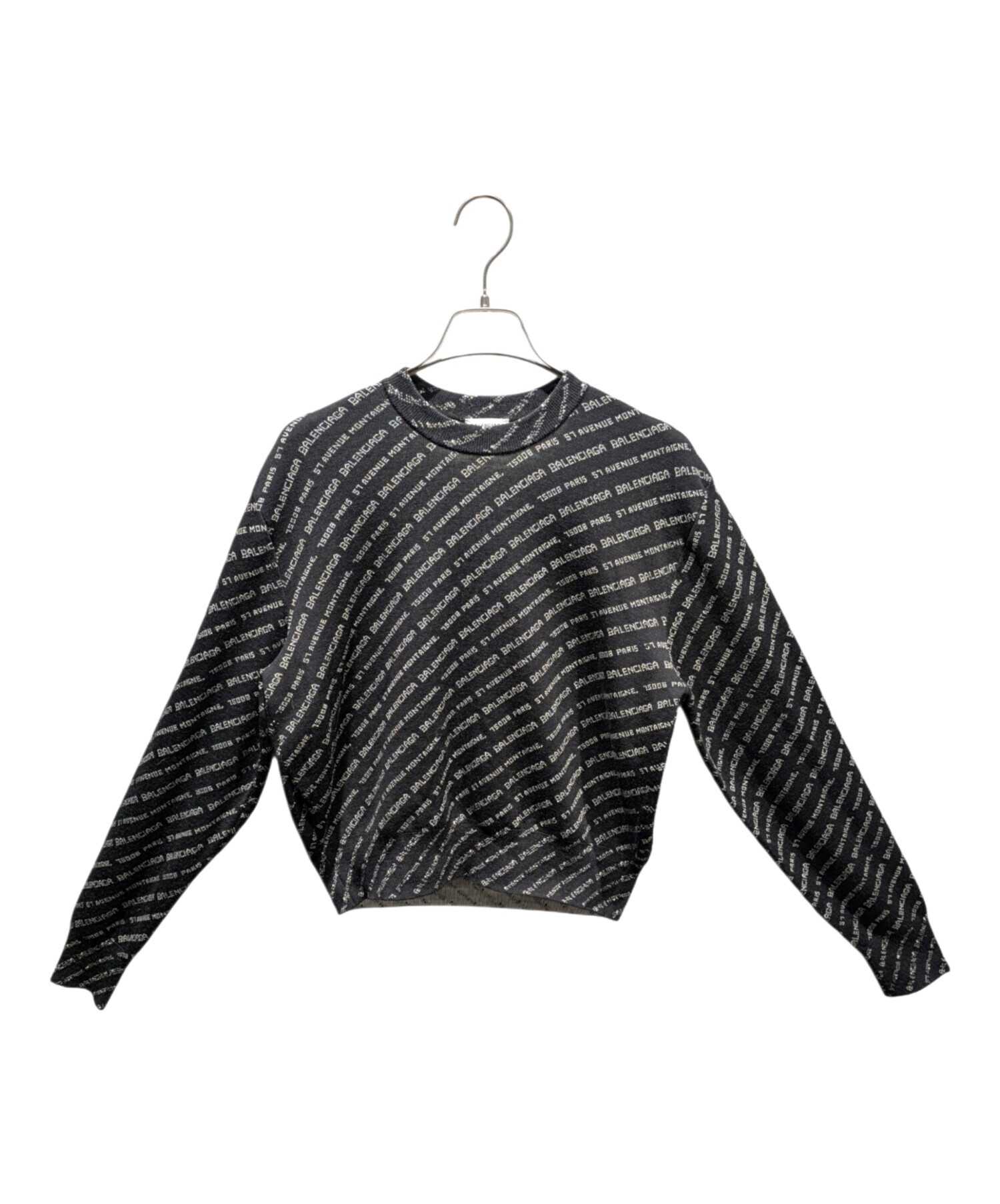 中古・古着通販】BALENCIAGA (バレンシアガ) 総柄ロゴニット ブラック
