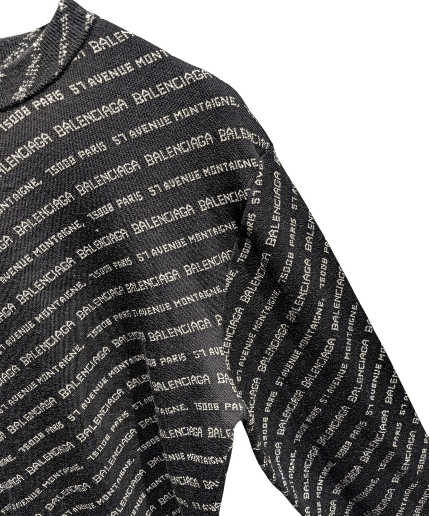 中古・古着通販】BALENCIAGA (バレンシアガ) 総柄ロゴニット ブラック