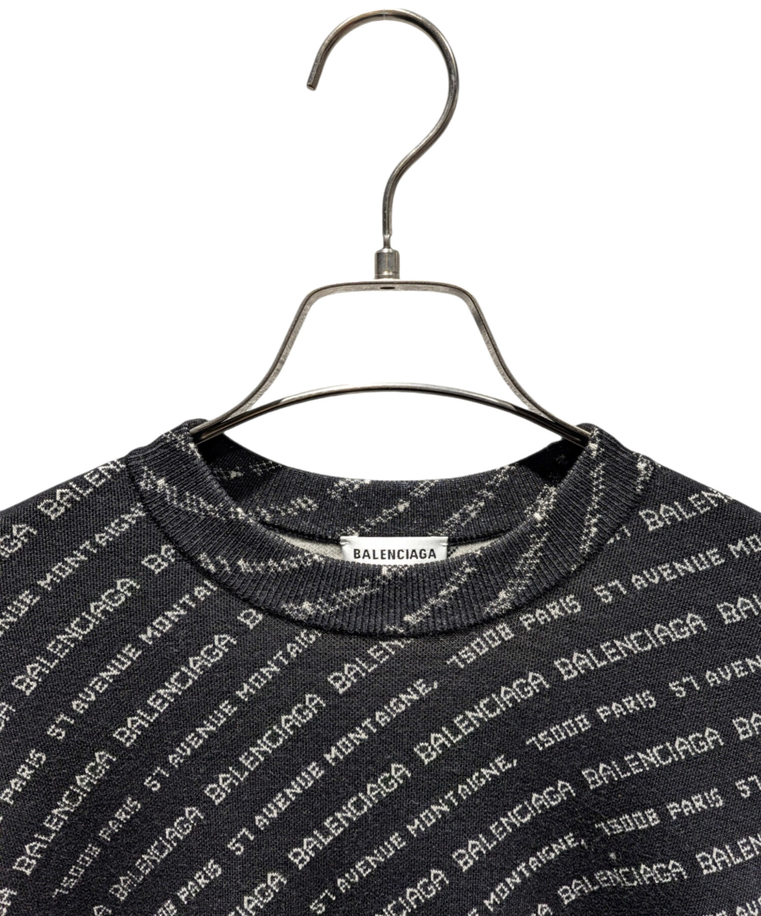 中古・古着通販】BALENCIAGA (バレンシアガ) 総柄ロゴニット ブラック