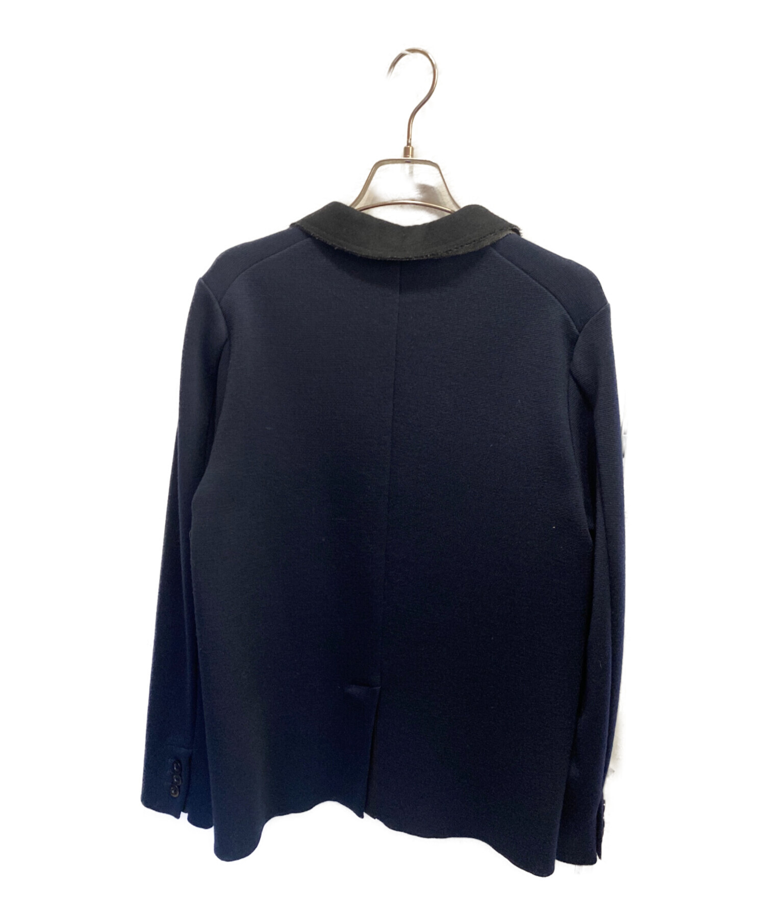 極美品✨️ sacai テーラードジャケット ニット ダブル ウール ネイビー 中古・古着通販】sacai (サカイ) ニットテーラードジャケット ネイビー