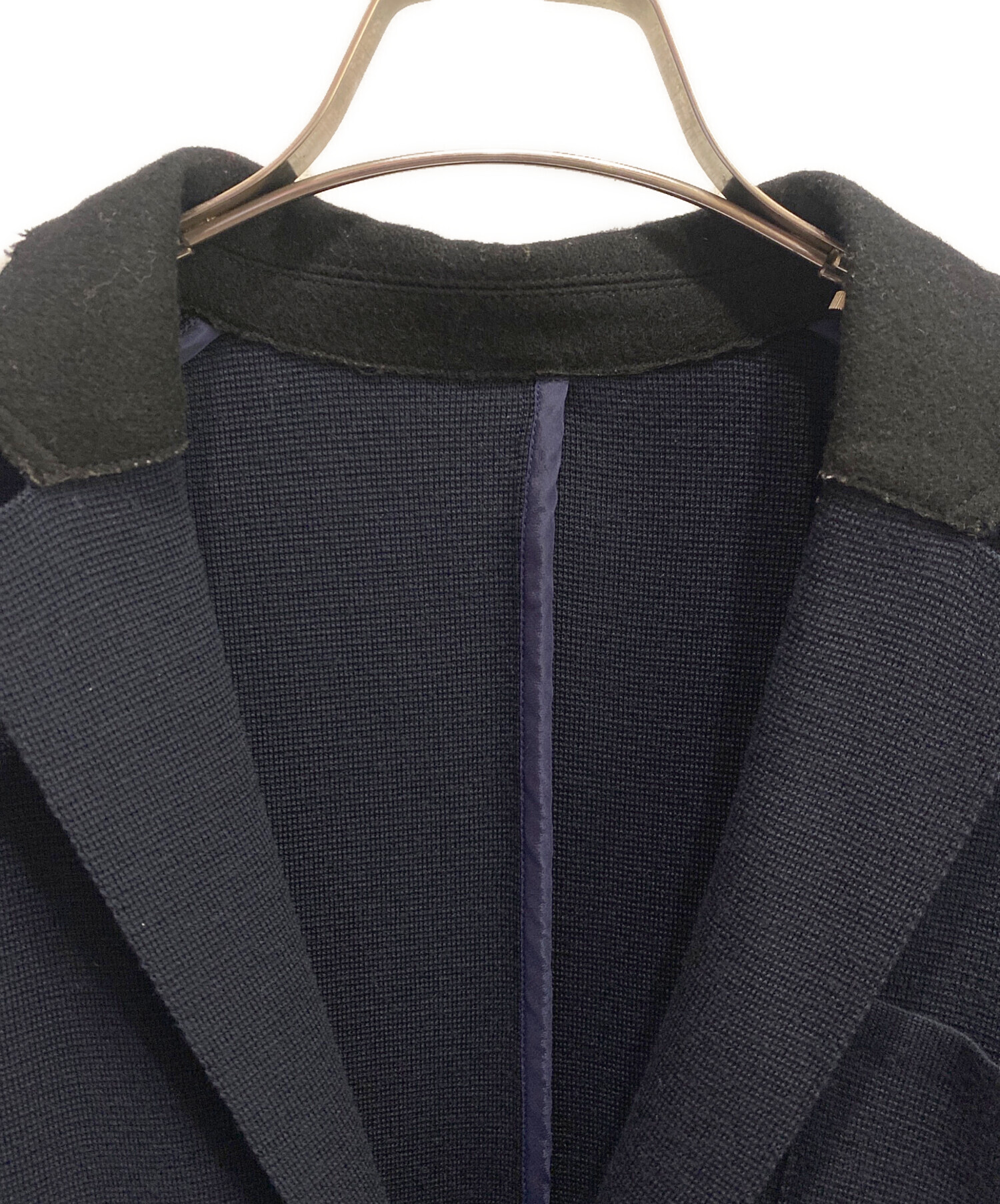 中古・古着通販】sacai (サカイ) ニットテーラードジャケット ネイビー