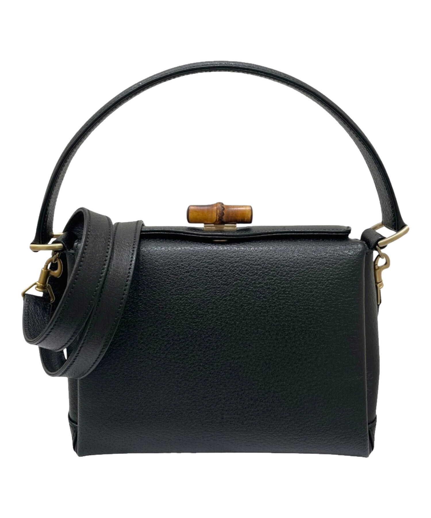 美品✨GUCCI グッチ ショルダーバッグ レザー ブラック バンブー 2way 中古・古着通販】GUCCI (グッチ) バンブーターンロック2WAYバッグ