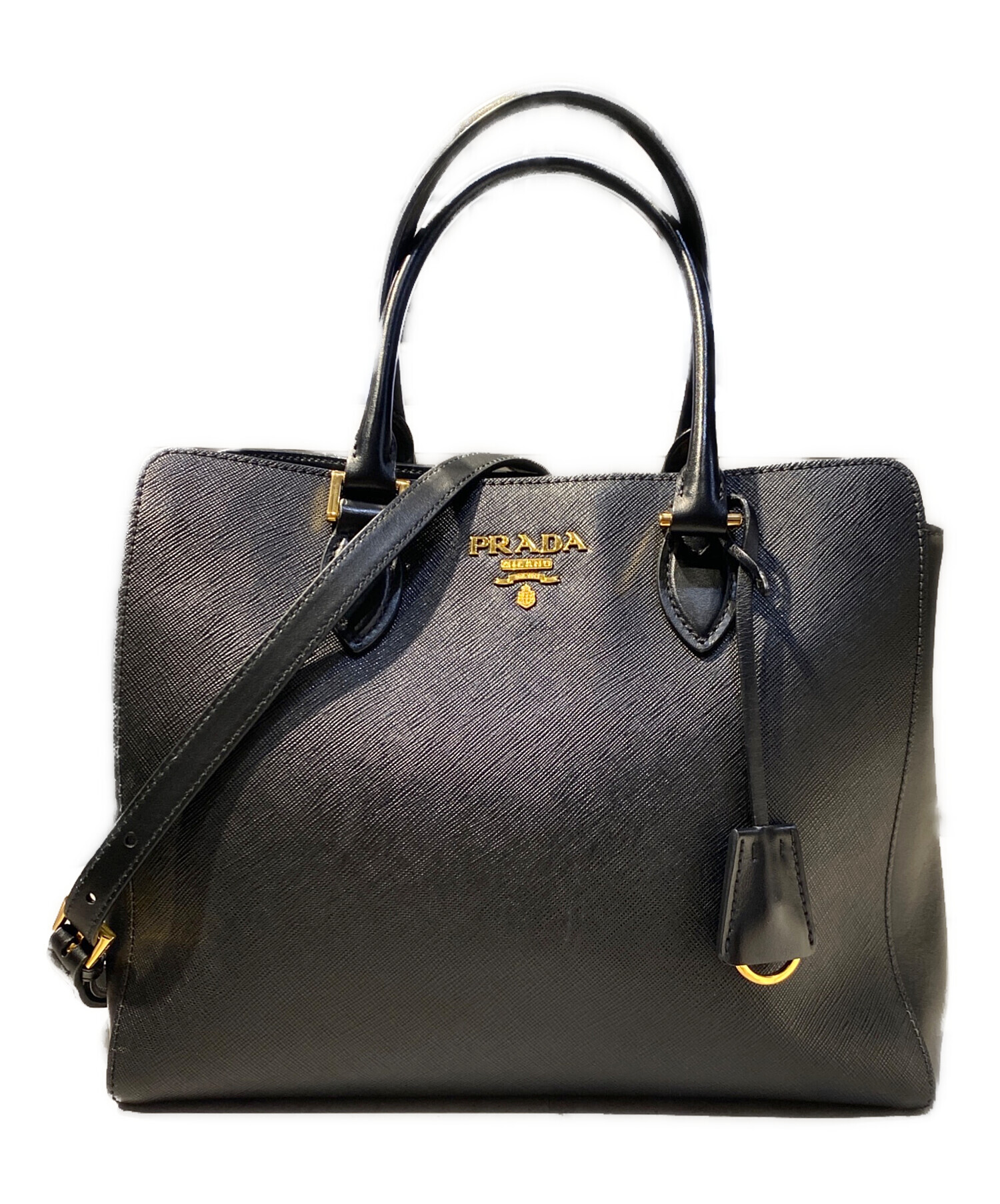 中古・古着通販】PRADA (プラダ) サフィアーノ2WAYバッグ ブラック