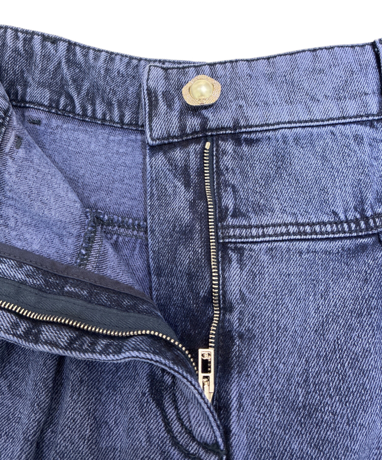 中古・古着通販】CHANEL (シャネル) Back Coco Mark Wide Denim Pants