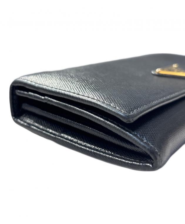 本物 プラダ PRADA サフィアーノ レザー 長財布 ロングウォレット ブラック 財布 ウォレット 中古 中古・古着通販】PRADA (プラダ) サフィアーノロングウォレット